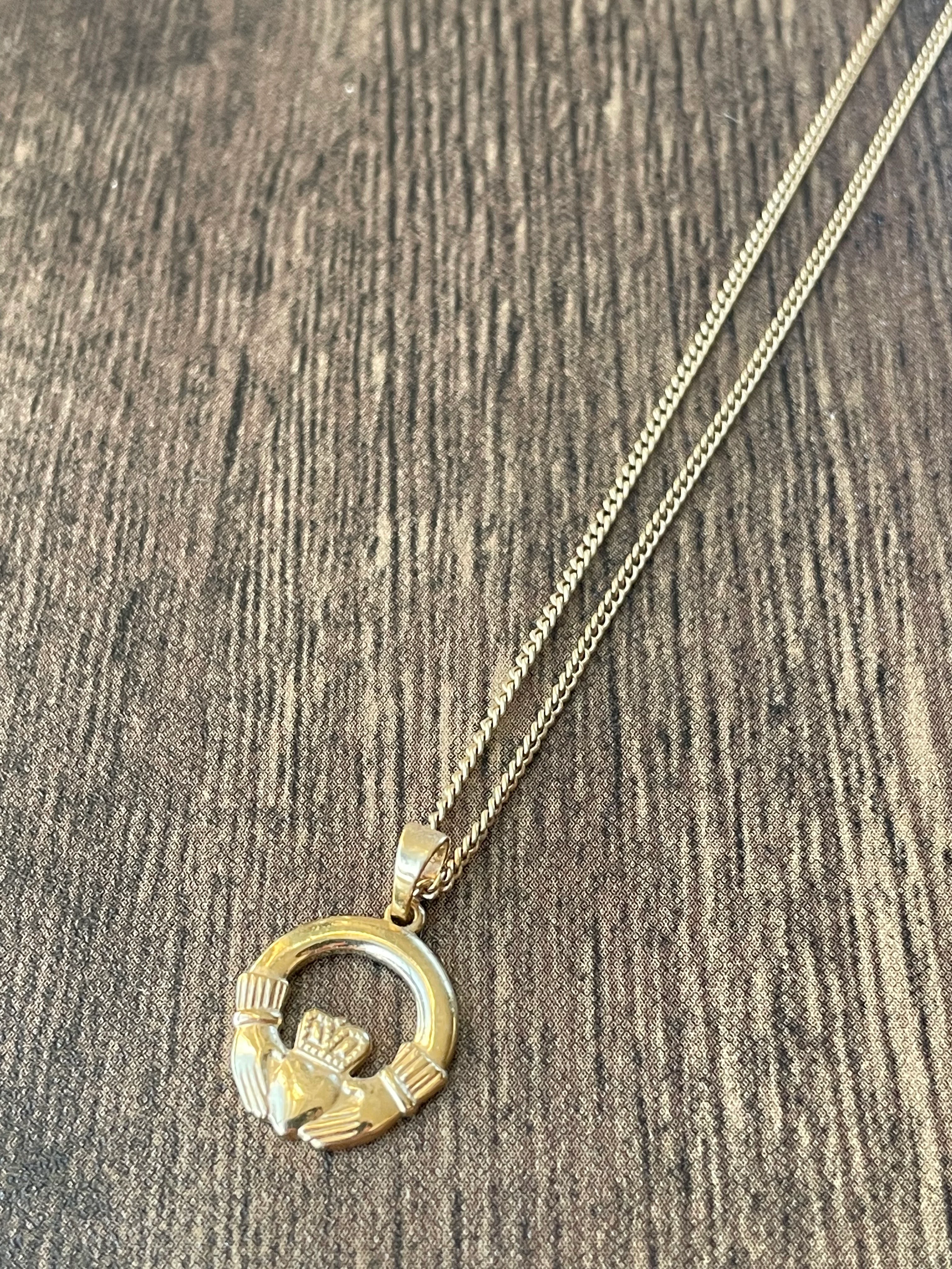 60s/70s 14k Gold Necklace With Claddagh Pendant - Image 7