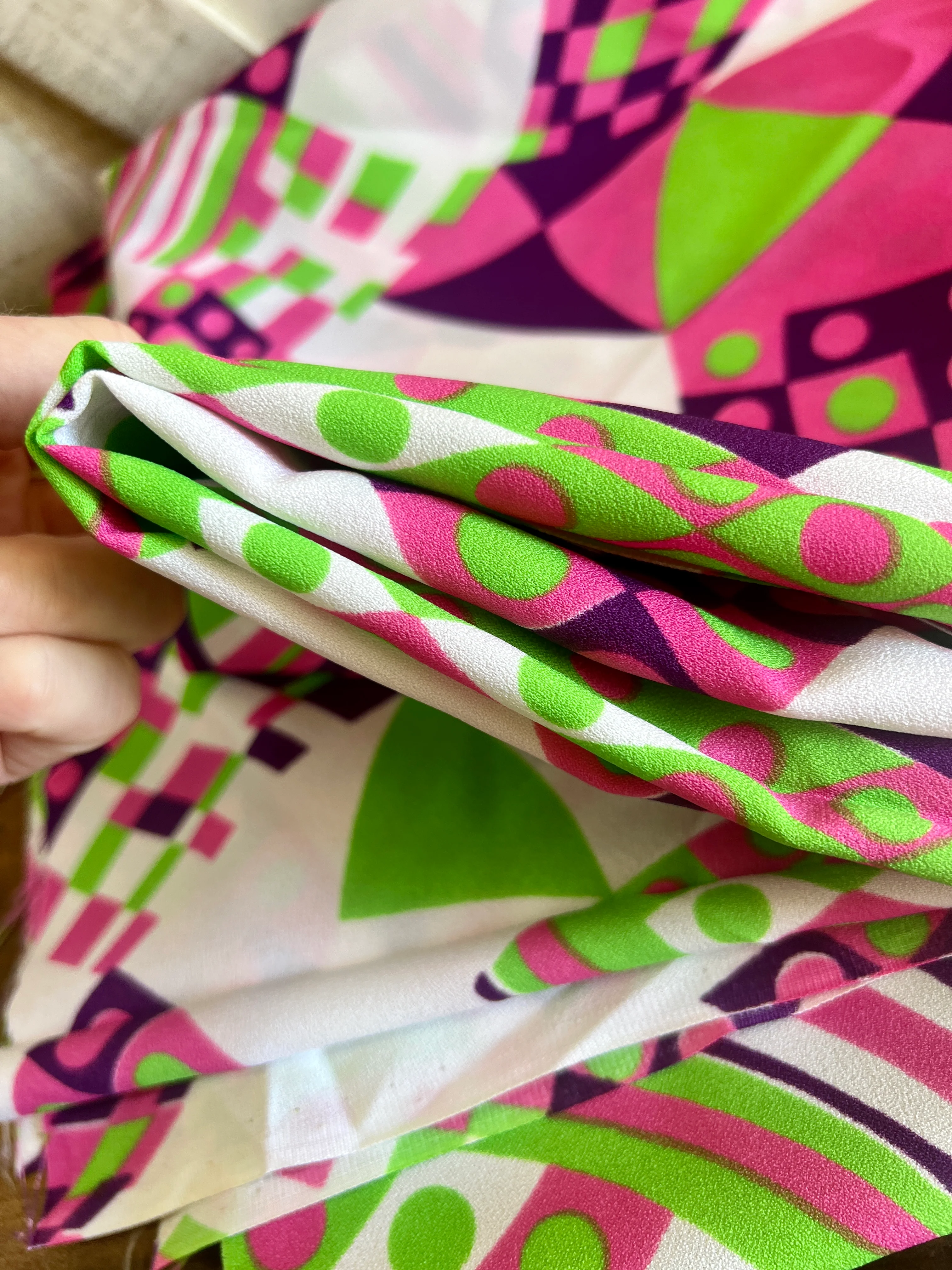 60s/70s 1970 Retro Geometric Shapes Multicolored Fabric - Image 6