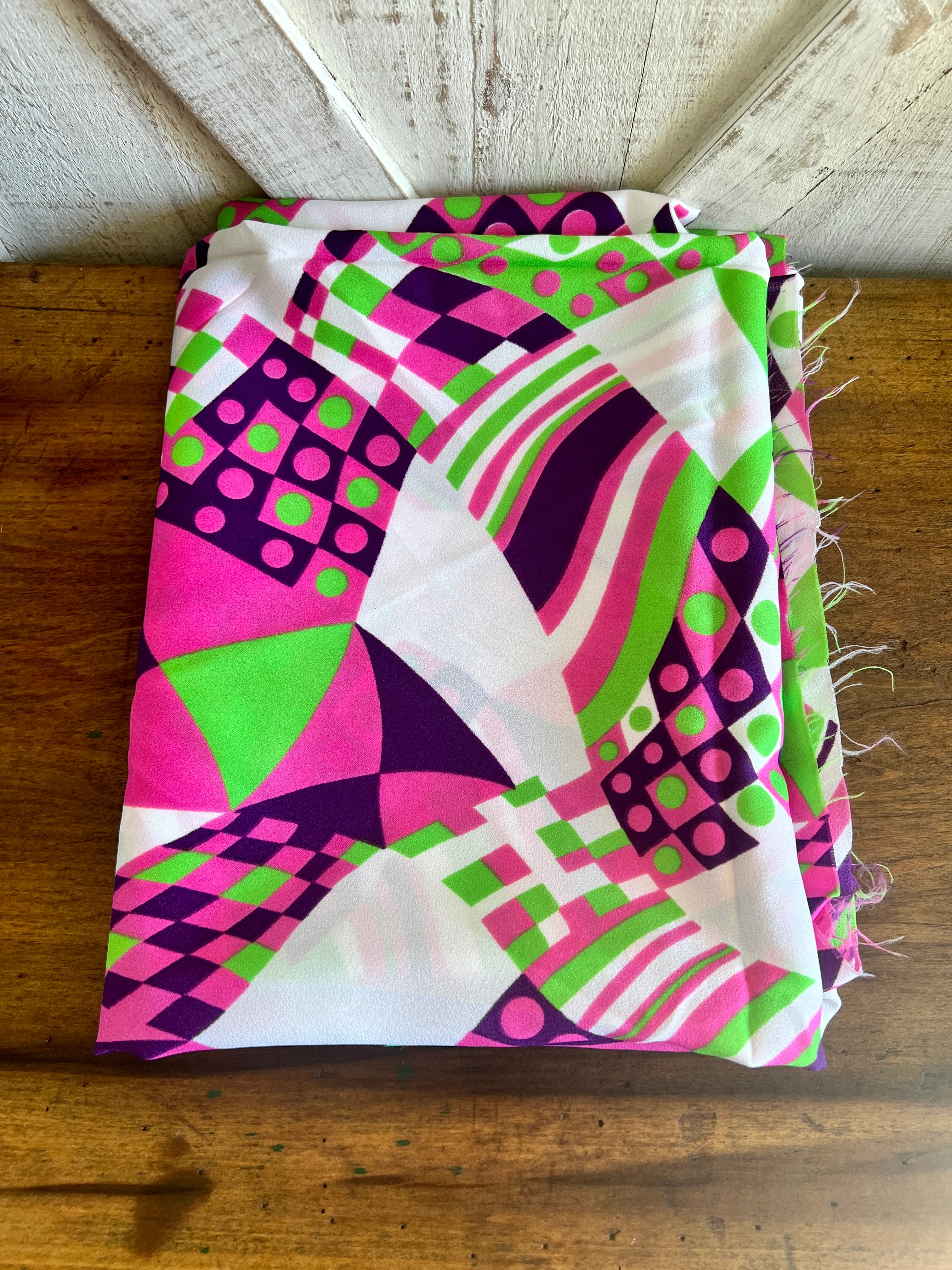 60s/70s 1970 Retro Geometric Shapes Multicolored Fabric - Image 8