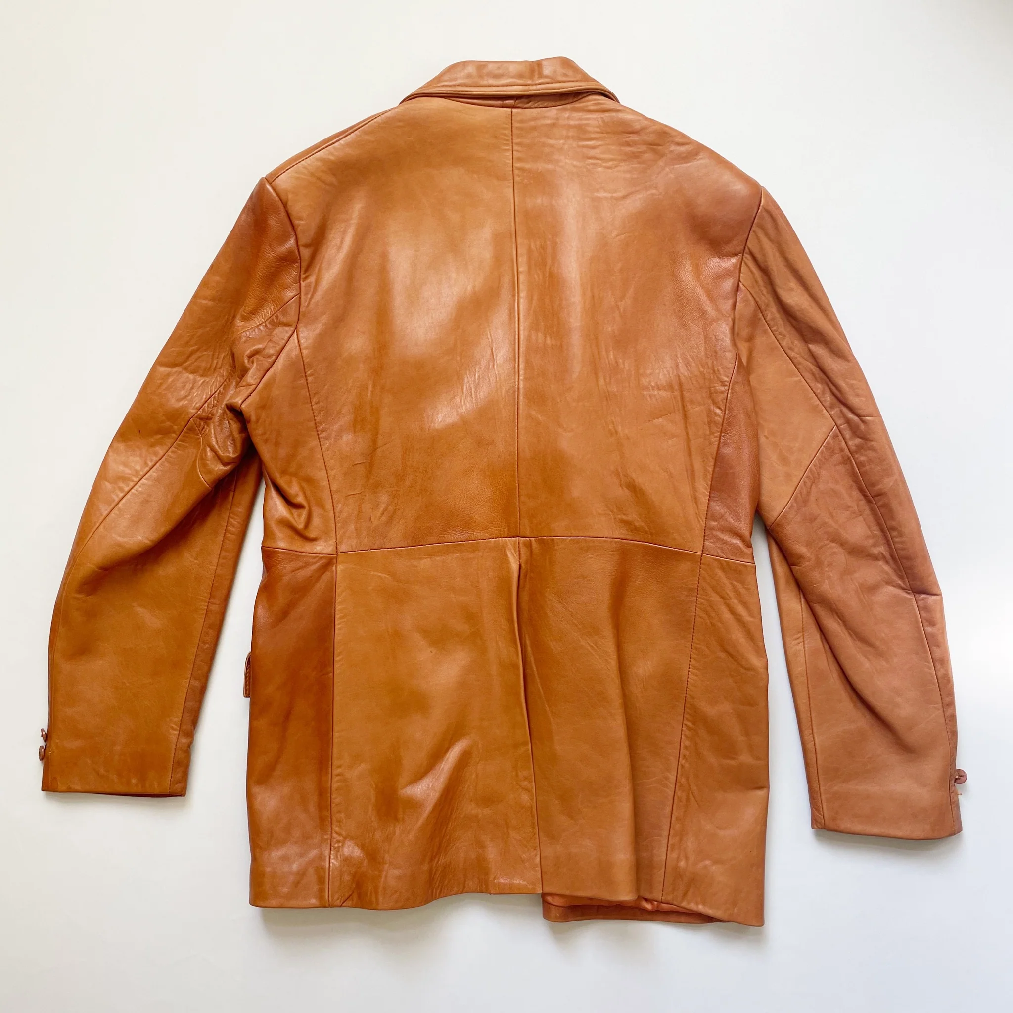 60s/70s Cool Cognac Brown Leather Sport Coat Jacket Blazer By London Fog - Image 10