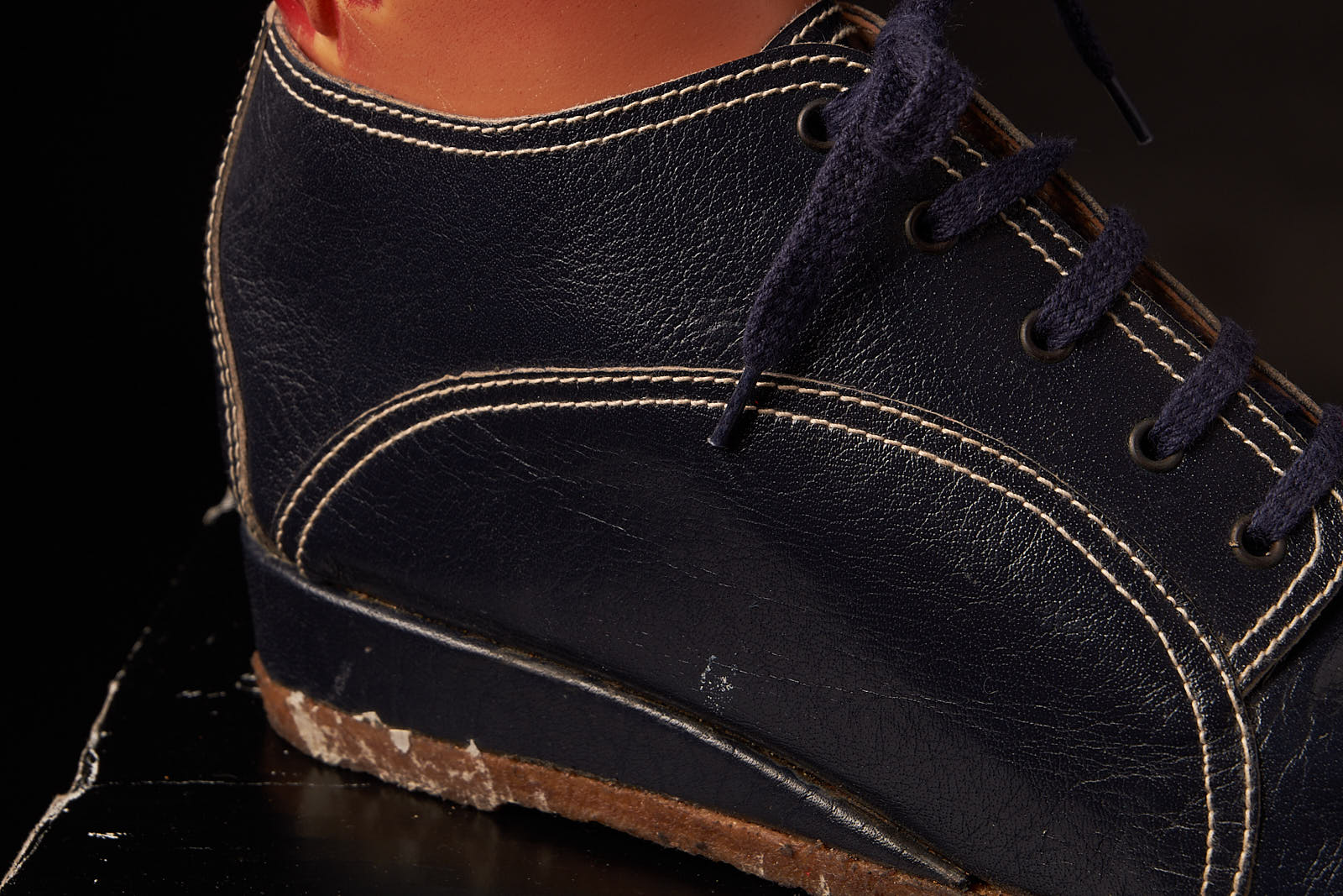 60s/70s 70s Blue Leather Ankle Boots Shoes By Martinelli - Image 6