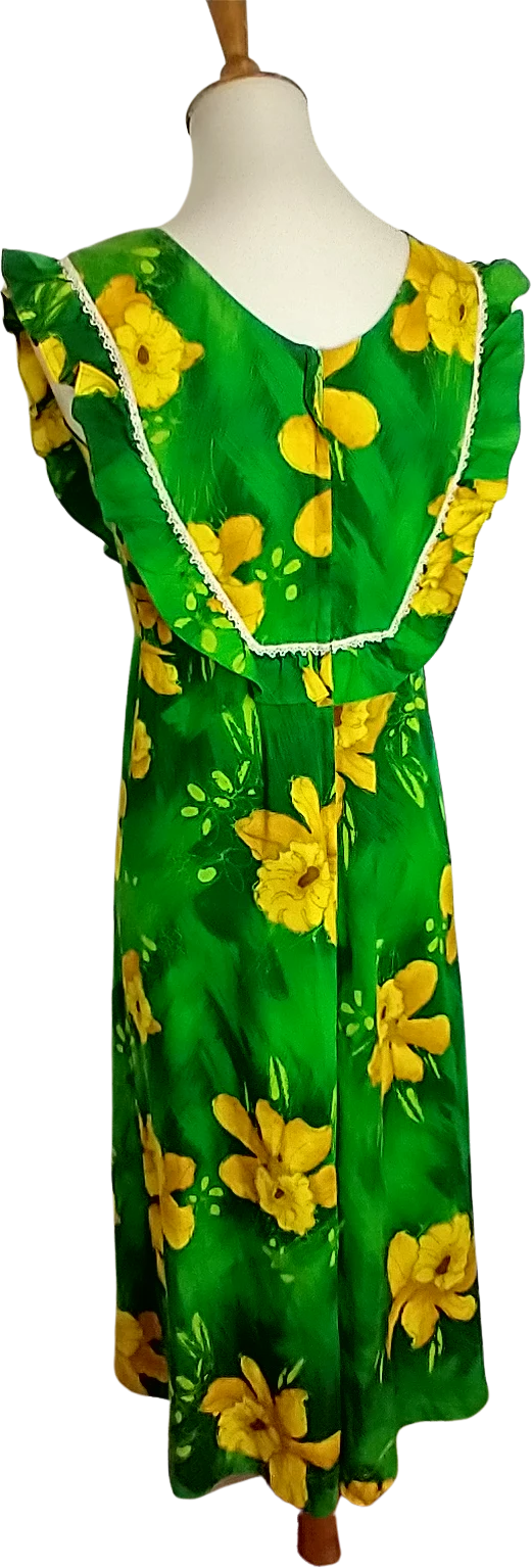 60s/70s 70s Dendrobium Floral Luau Dress - Image 2