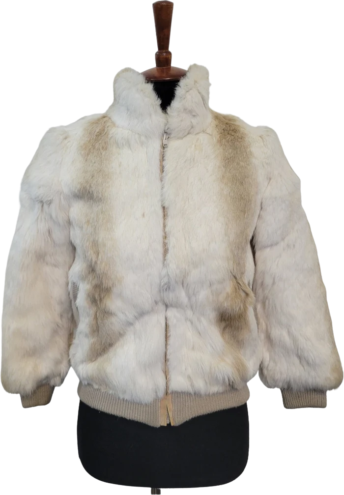 60s/70s 70s White Fur Bomber Jacket
