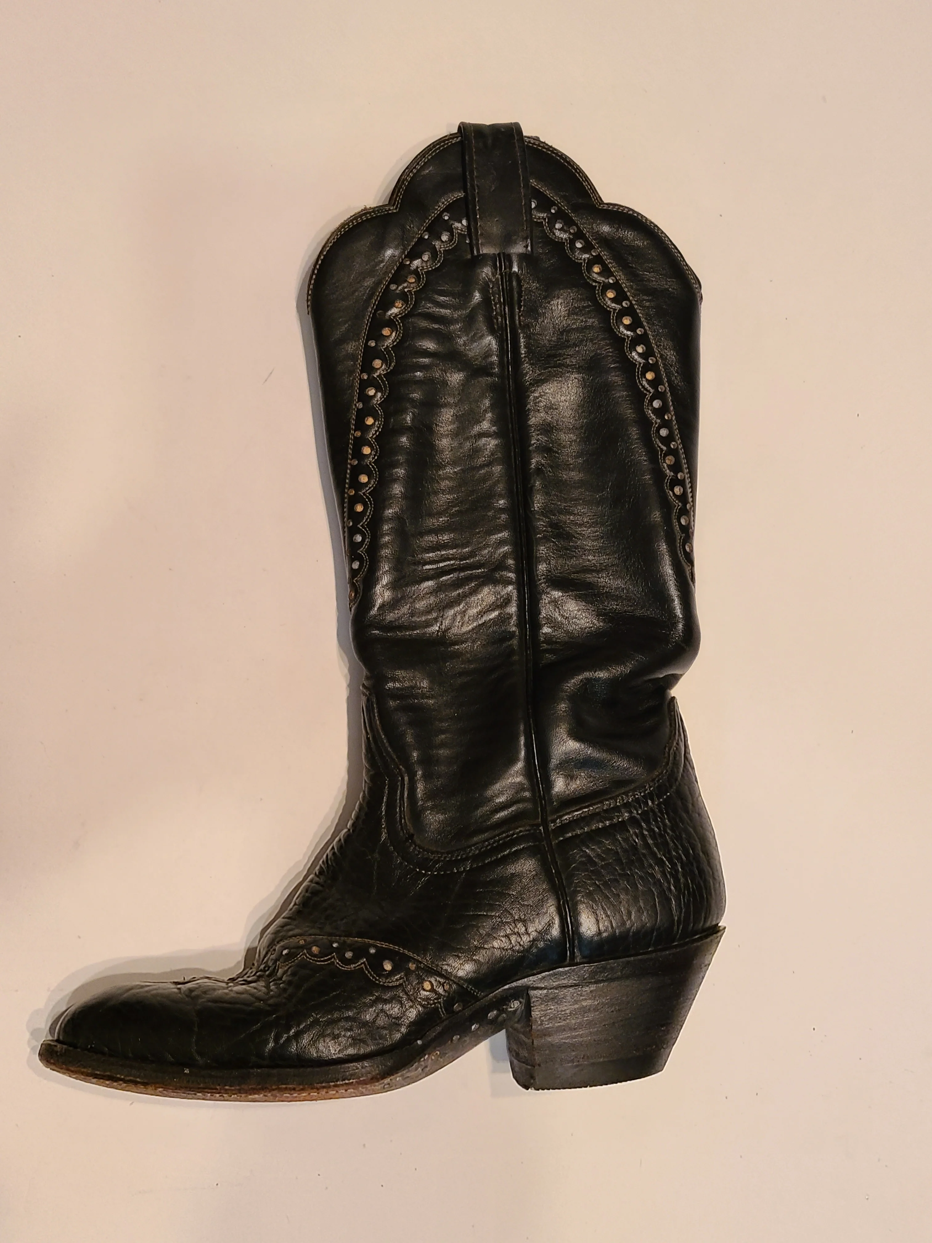 60s/70s 8n Leather Cowboy Boots Leather Sole By Laramie - Image 3