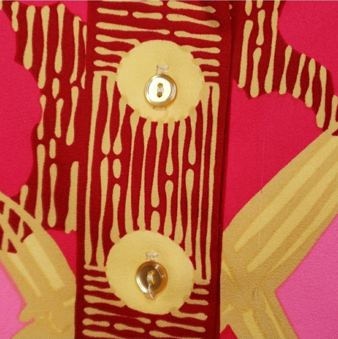 60s/70s Alex Coleman Bright Pink Tan Print Button Up Shirt By Alex Coleman - Image 7