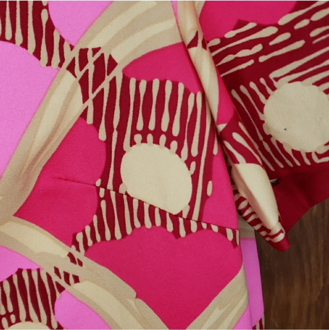 60s/70s Alex Coleman Bright Pink Tan Print Button Up Shirt By Alex Coleman - Image 9