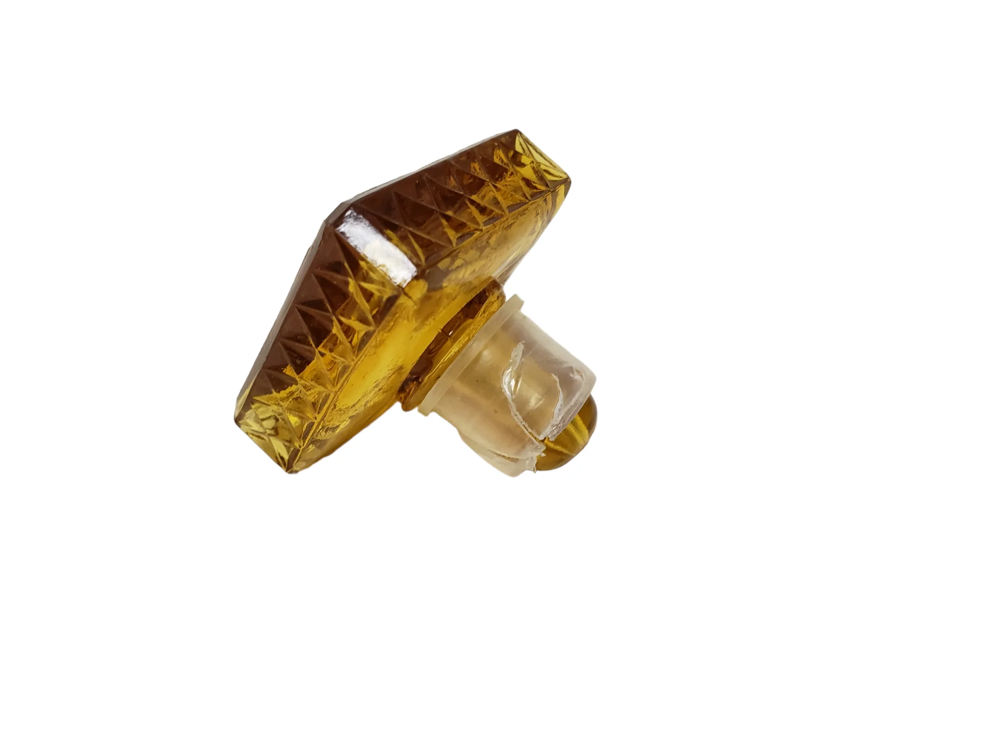 60s/70s Amber Glass Diamond Point Square Liquor Decanter - Image 5