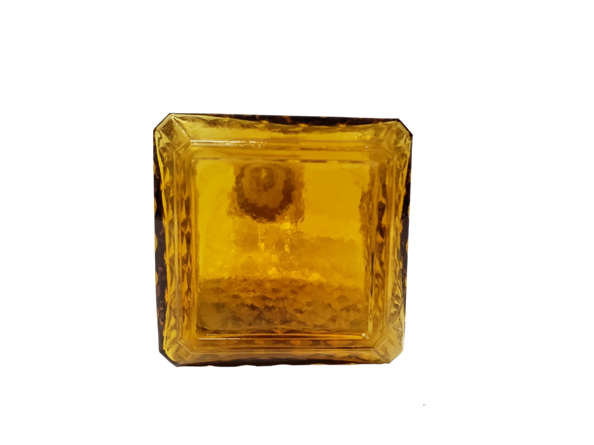 60s/70s Amber Glass Diamond Point Square Liquor Decanter - Image 6