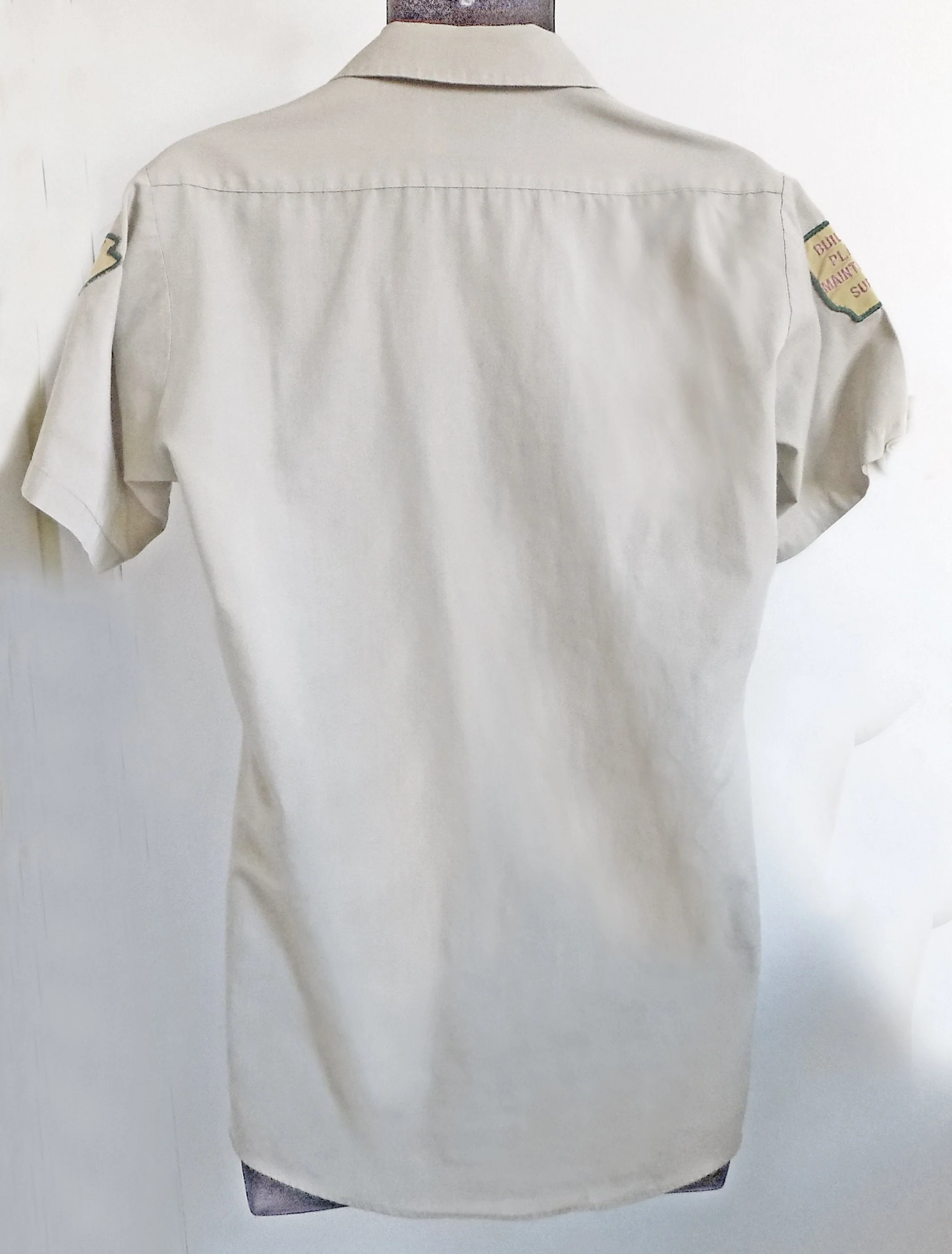 60s-70s Arkansas Forestry Tan Work Shirt M Short Sleeves Two Breast Pockets Tapered Uniform Maintenance Crew by Five Star - Image 2