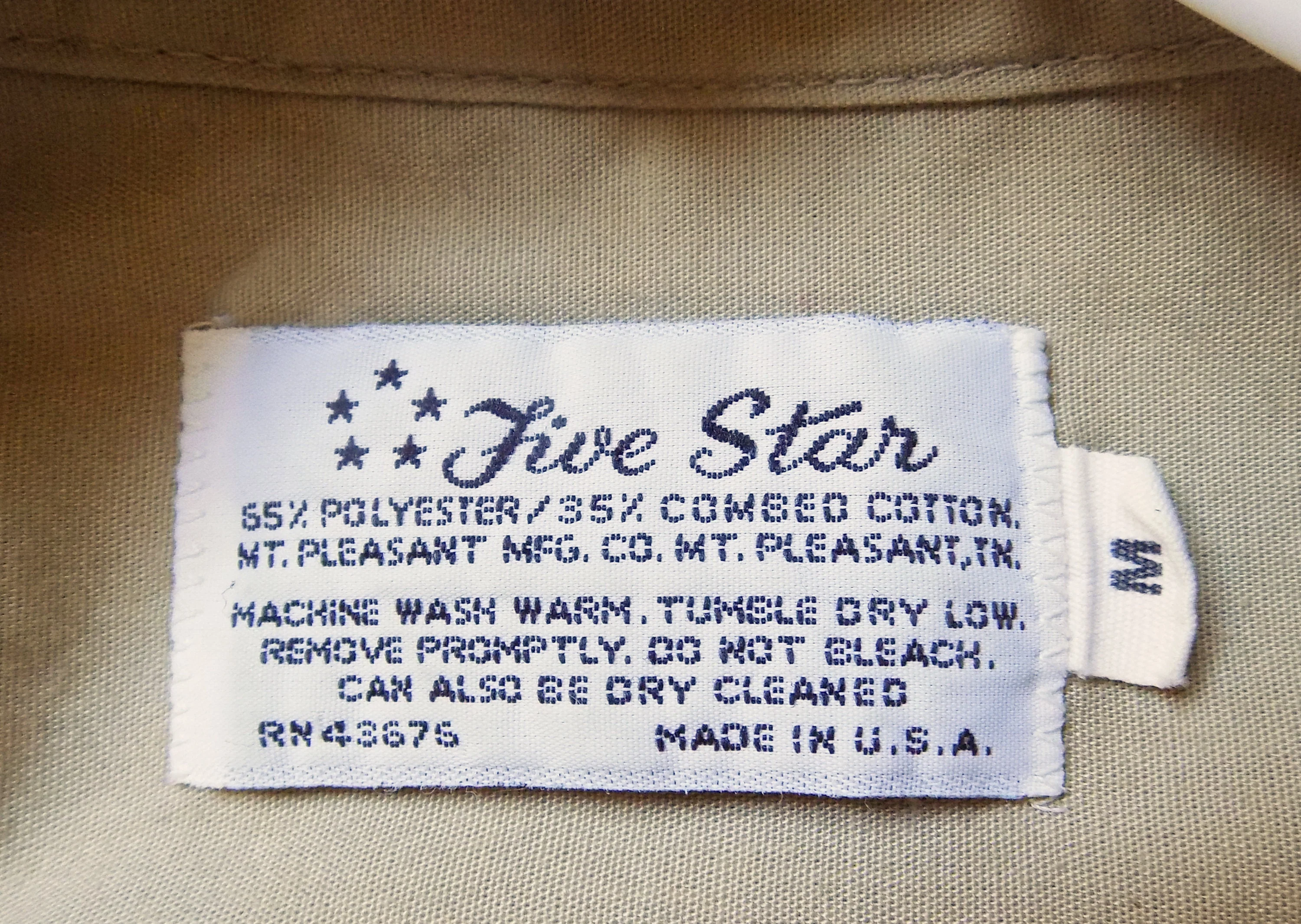 60s-70s Arkansas Forestry Tan Work Shirt M Short Sleeves Two Breast Pockets Tapered Uniform Maintenance Crew by Five Star - Image 6