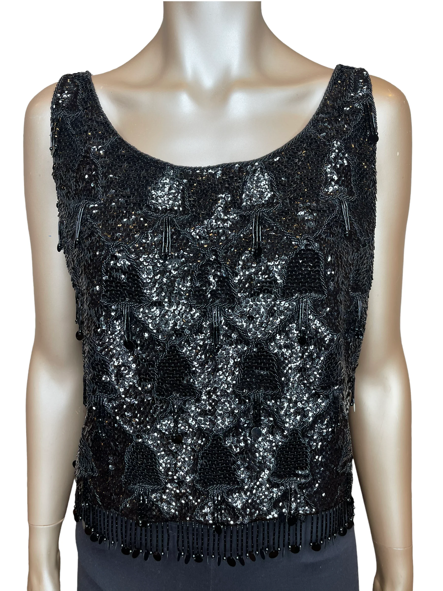60s/70s Beautiful Beaded Tassel Tank - Image 4