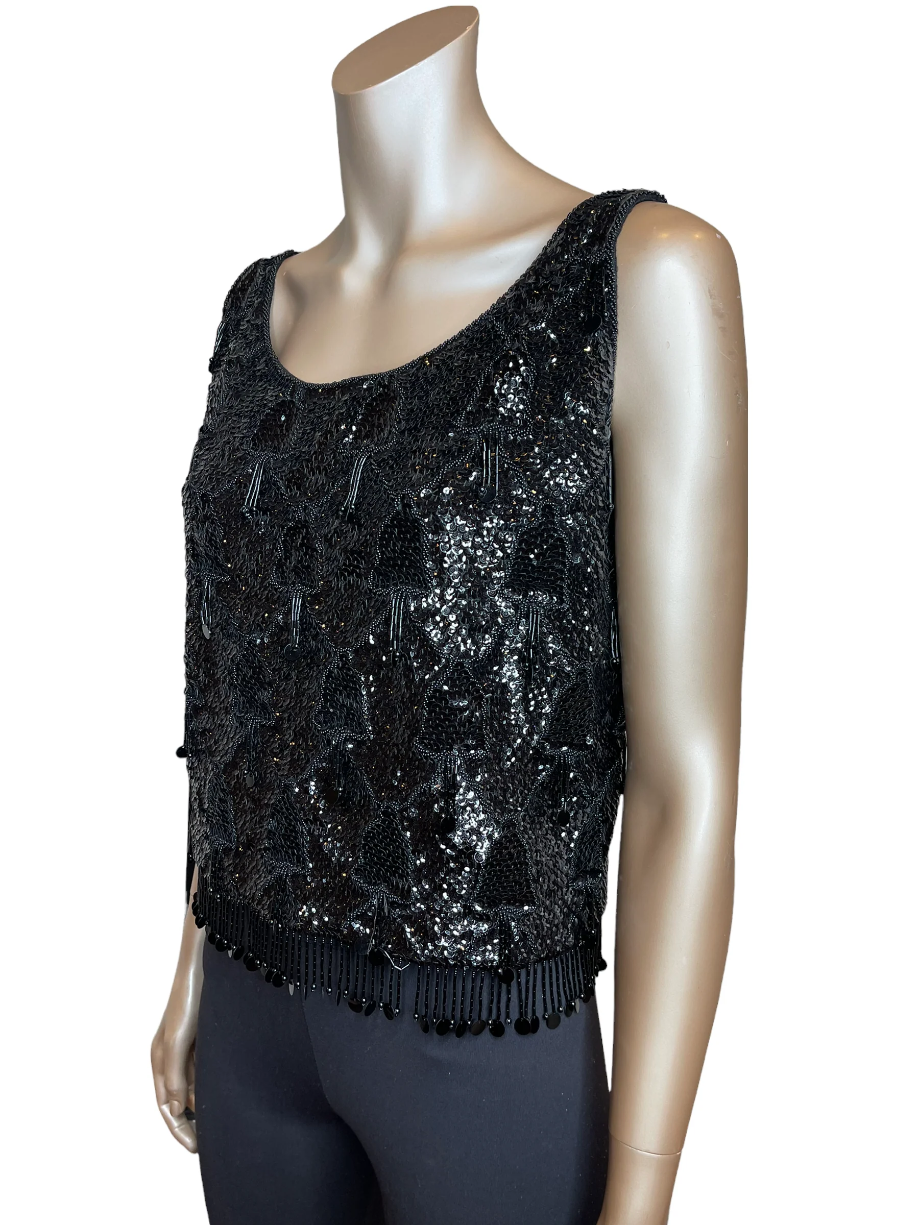 60s/70s Beautiful Beaded Tassel Tank - Image 5