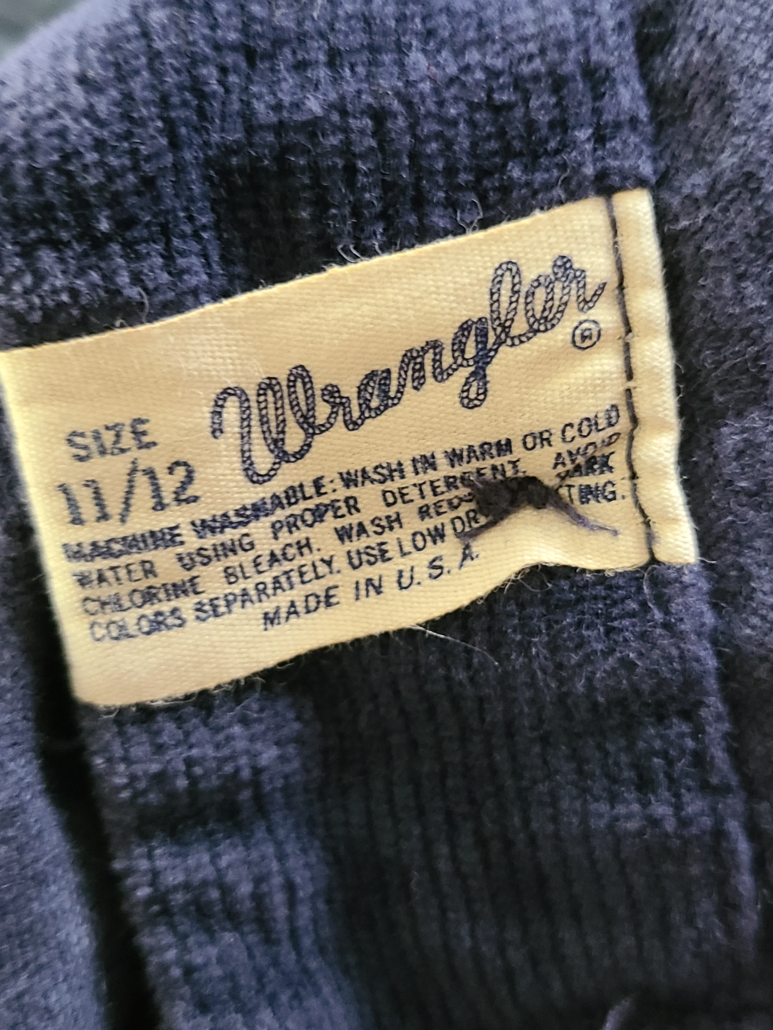 60s/70s Bell Bottom Flared Cords Navy 28x30 Button Fly By Wrangler - Image 5