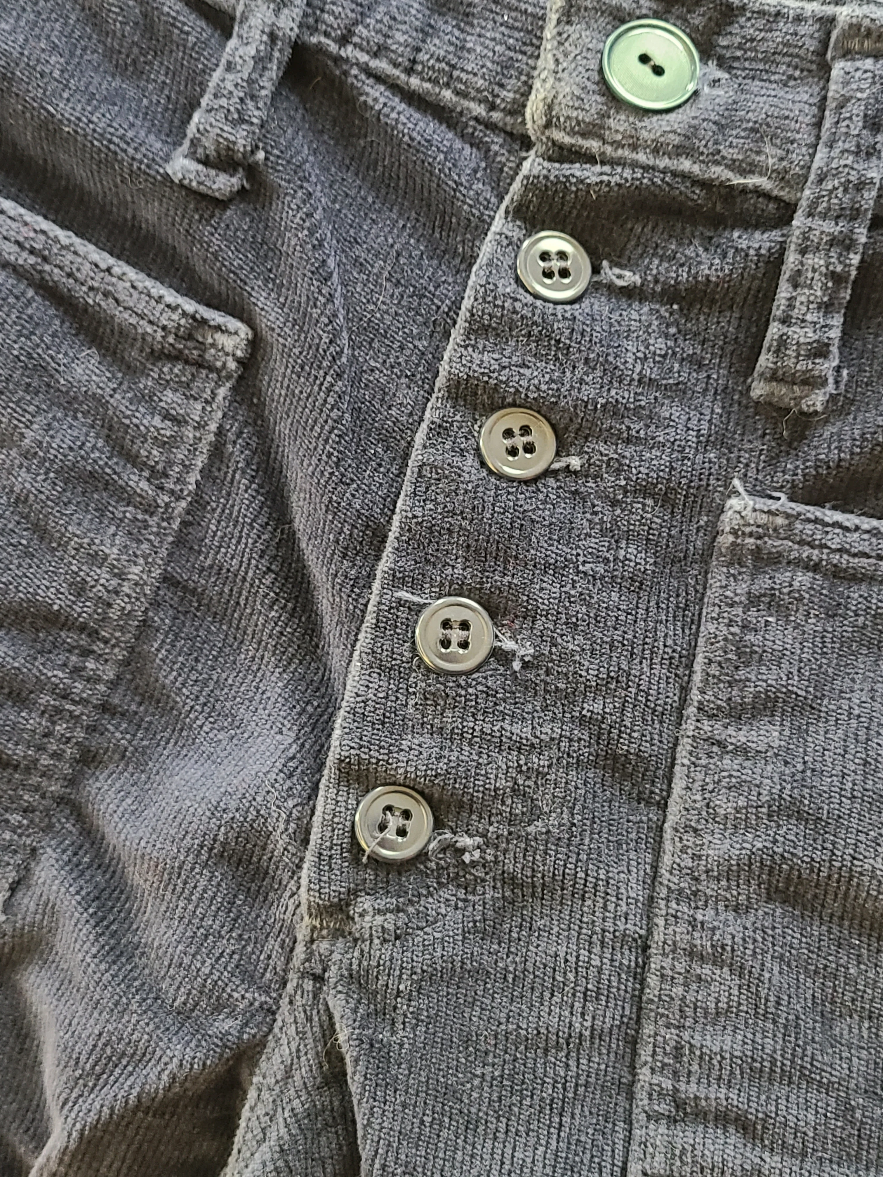 60s/70s Bell Bottom Flared Cords Navy 28x30 Button Fly By Wrangler - Image 6