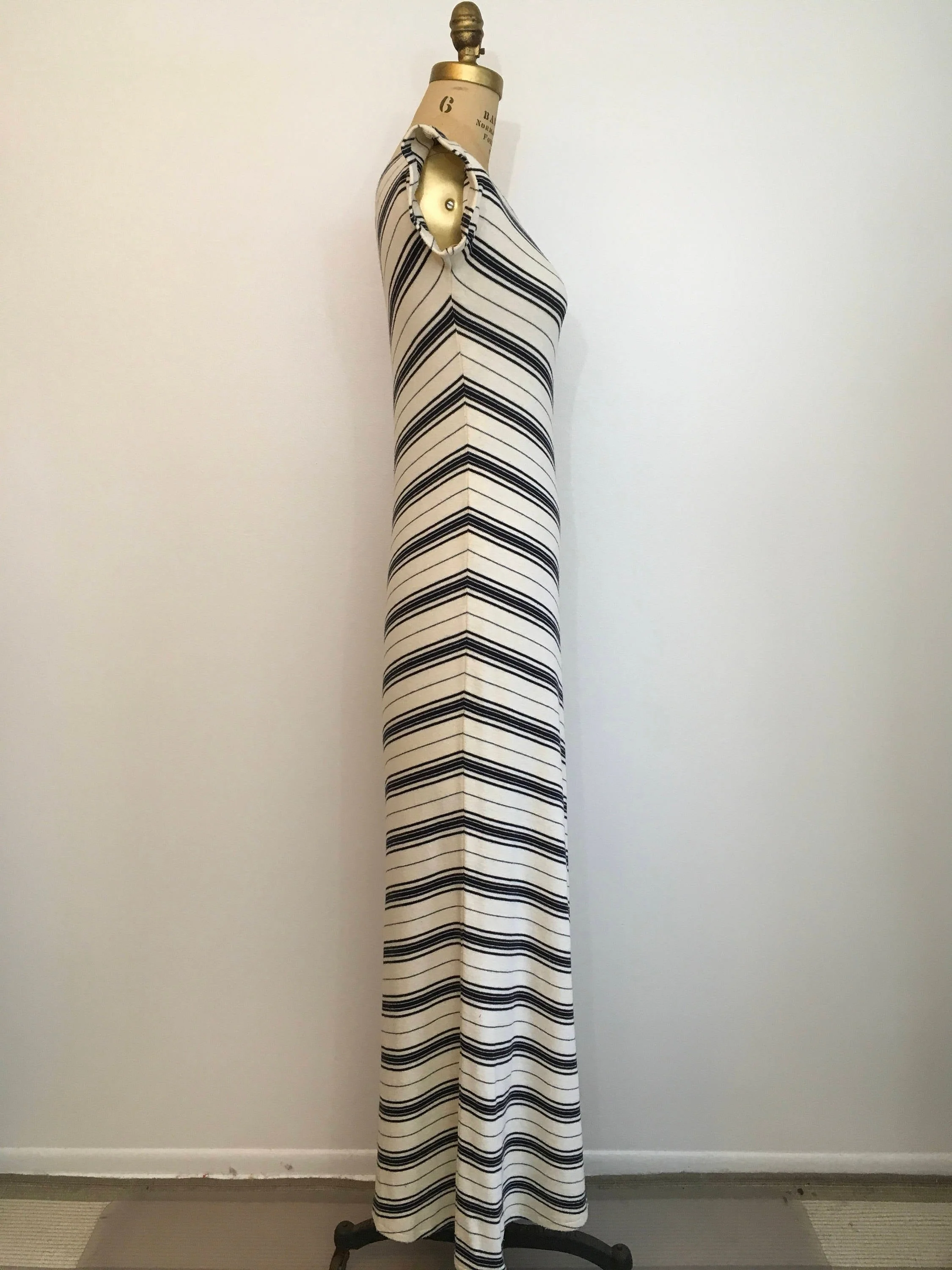 60's/70's Black and White Striped One Shoulder Maxi Dress by Morty Sussman Mollie Parnis - Image 3