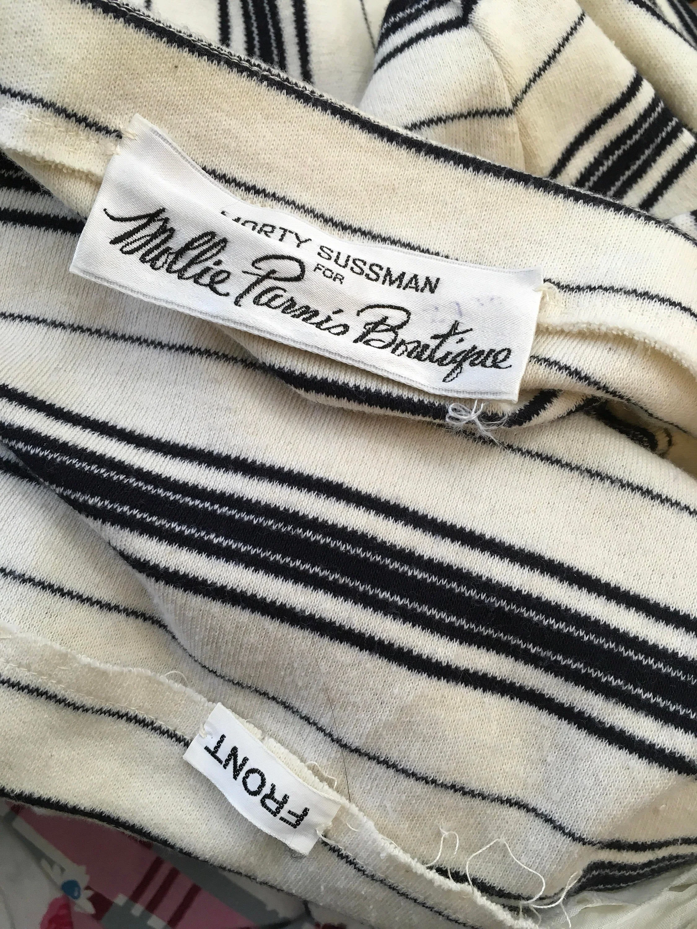 60's/70's Black and White Striped One Shoulder Maxi Dress by Morty Sussman Mollie Parnis - Image 8