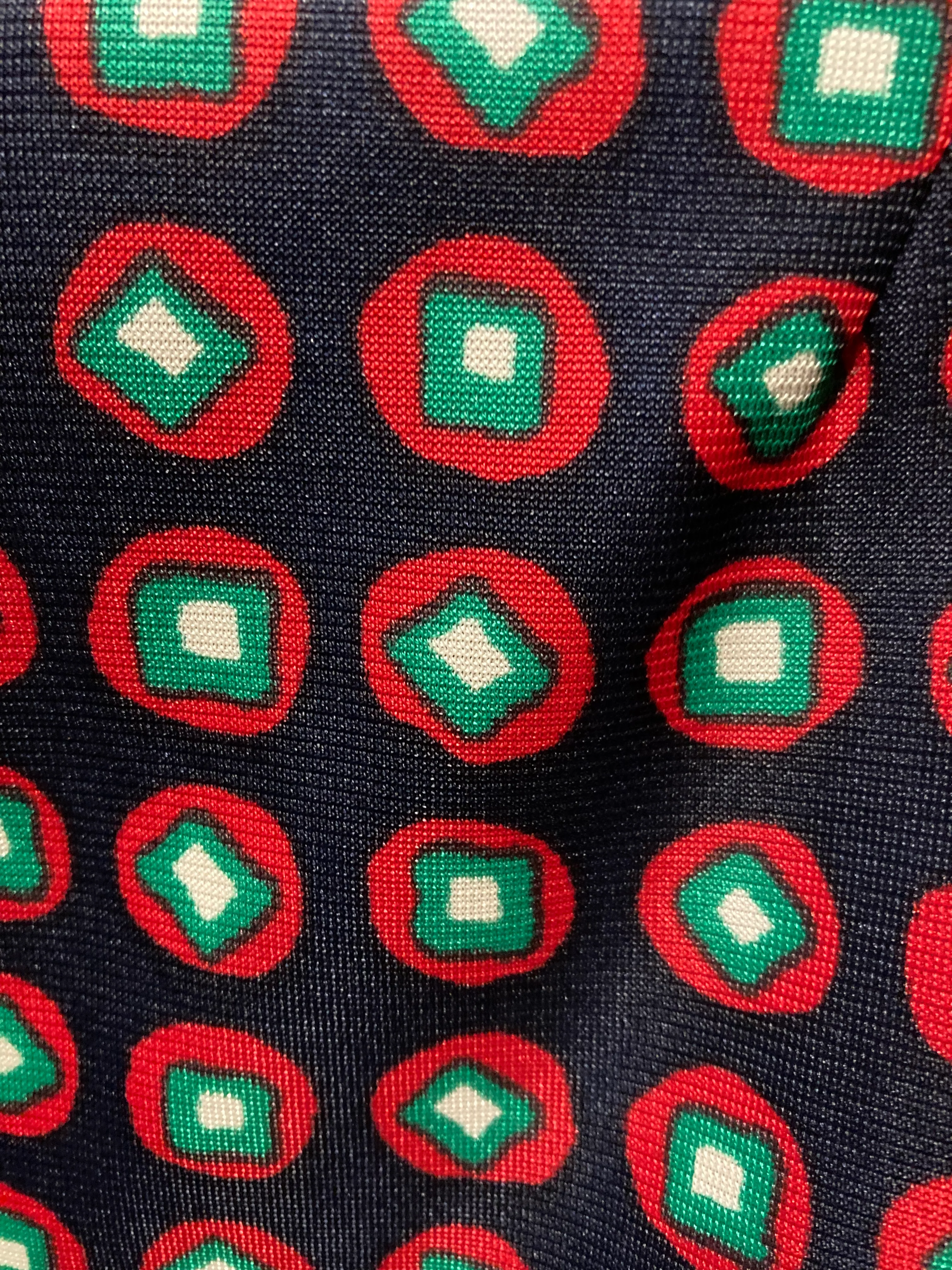 60s/70s Black Red Green Cube Pattern Mod Dress With Collar By Nancy Valentine - Image 5