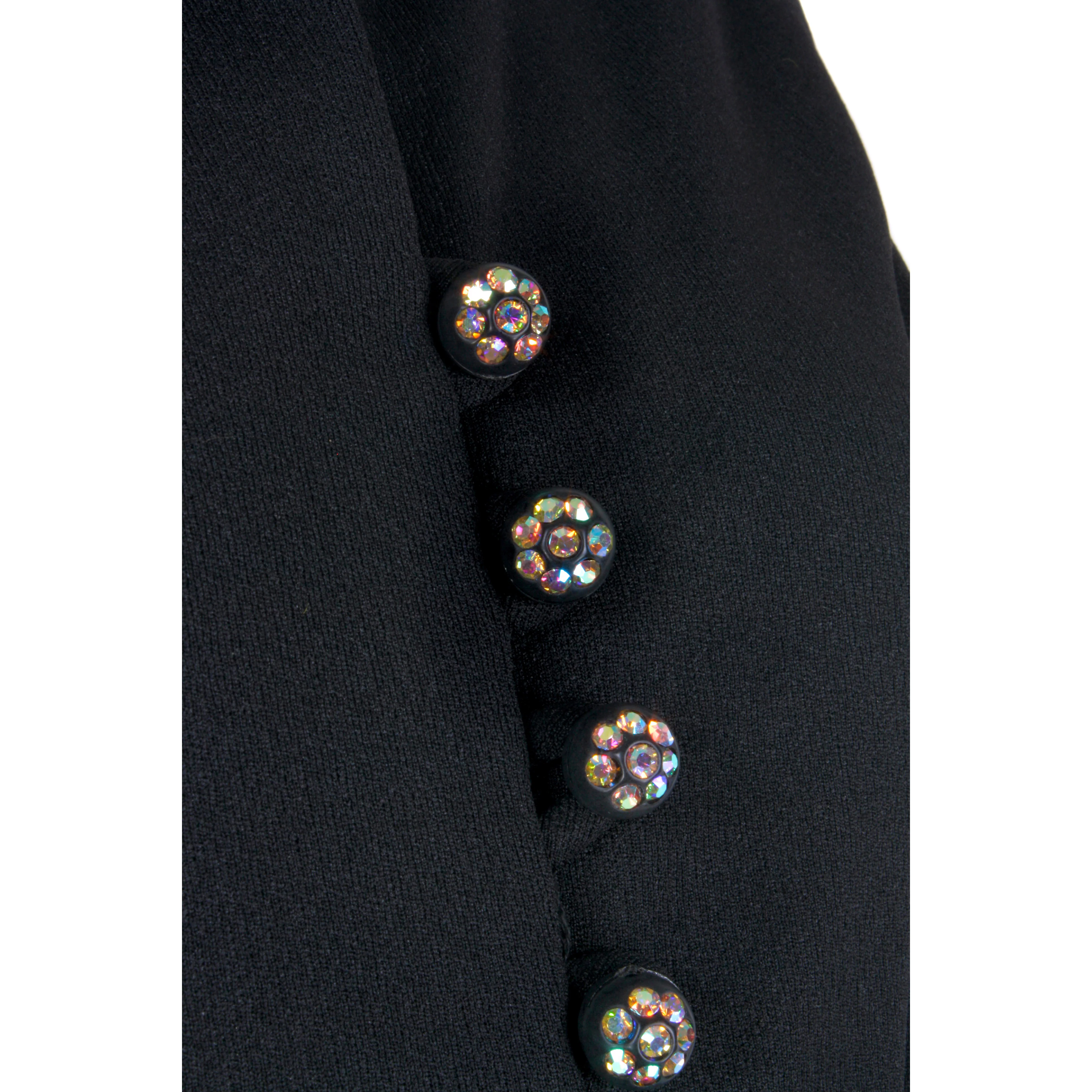 60s/70s Black Rhinestone Buttons Mod Mcm Mini Dress By Mary Dobbs - Image 4