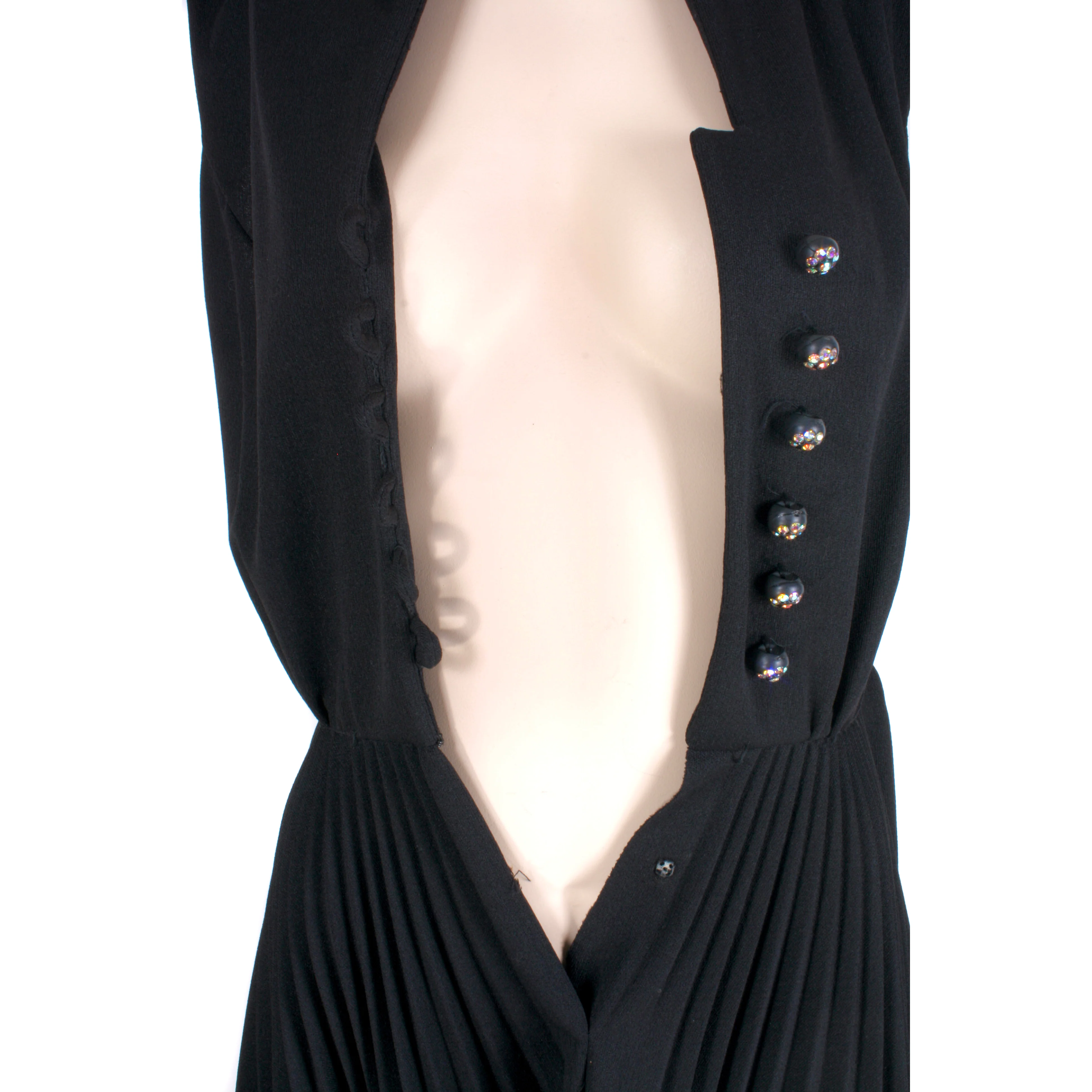 60s/70s Black Rhinestone Buttons Mod Mcm Mini Dress By Mary Dobbs - Image 8