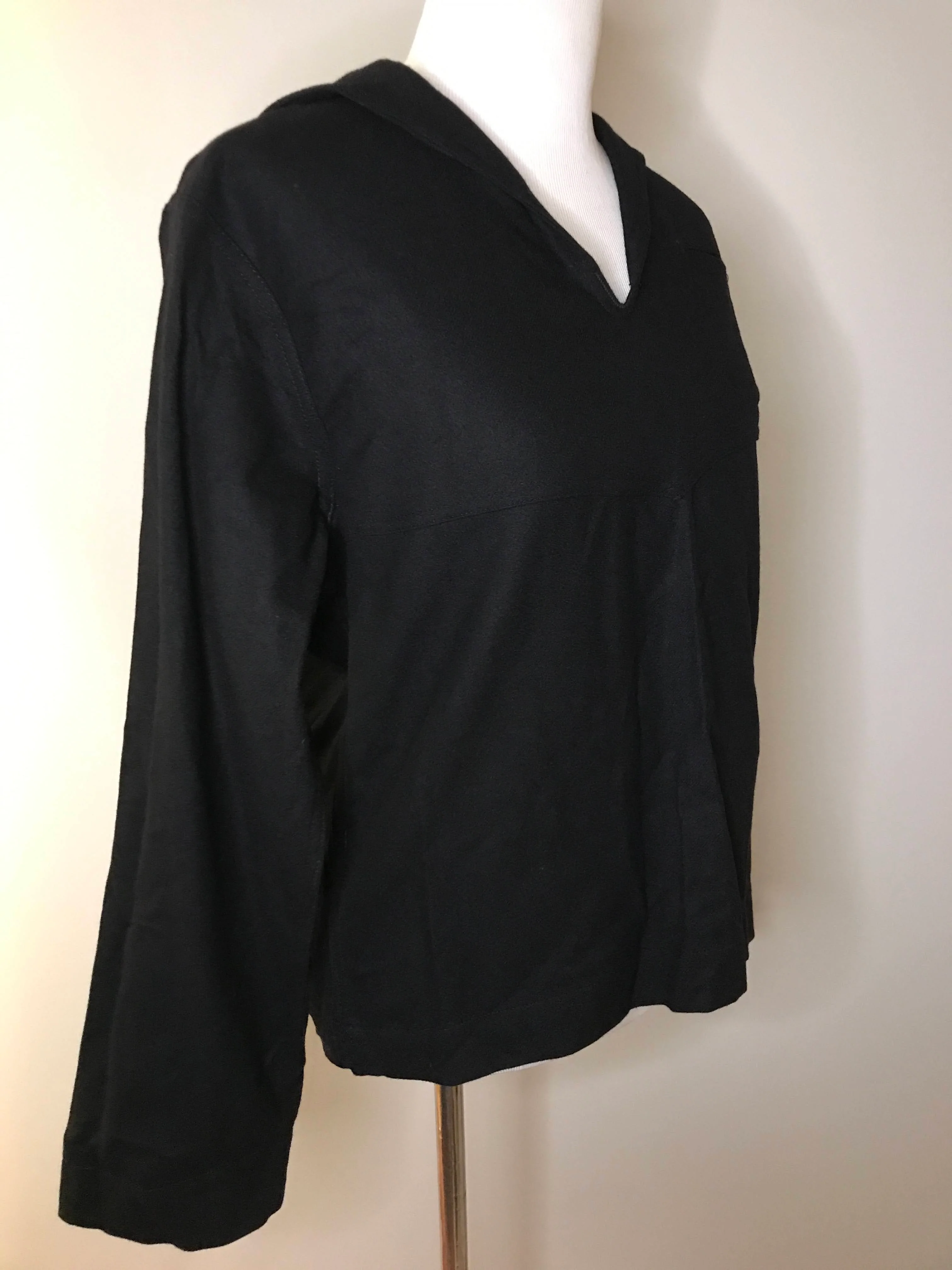 60s/70s Black Usn Pullover Wool Sailor Collar Shirt - Image 3