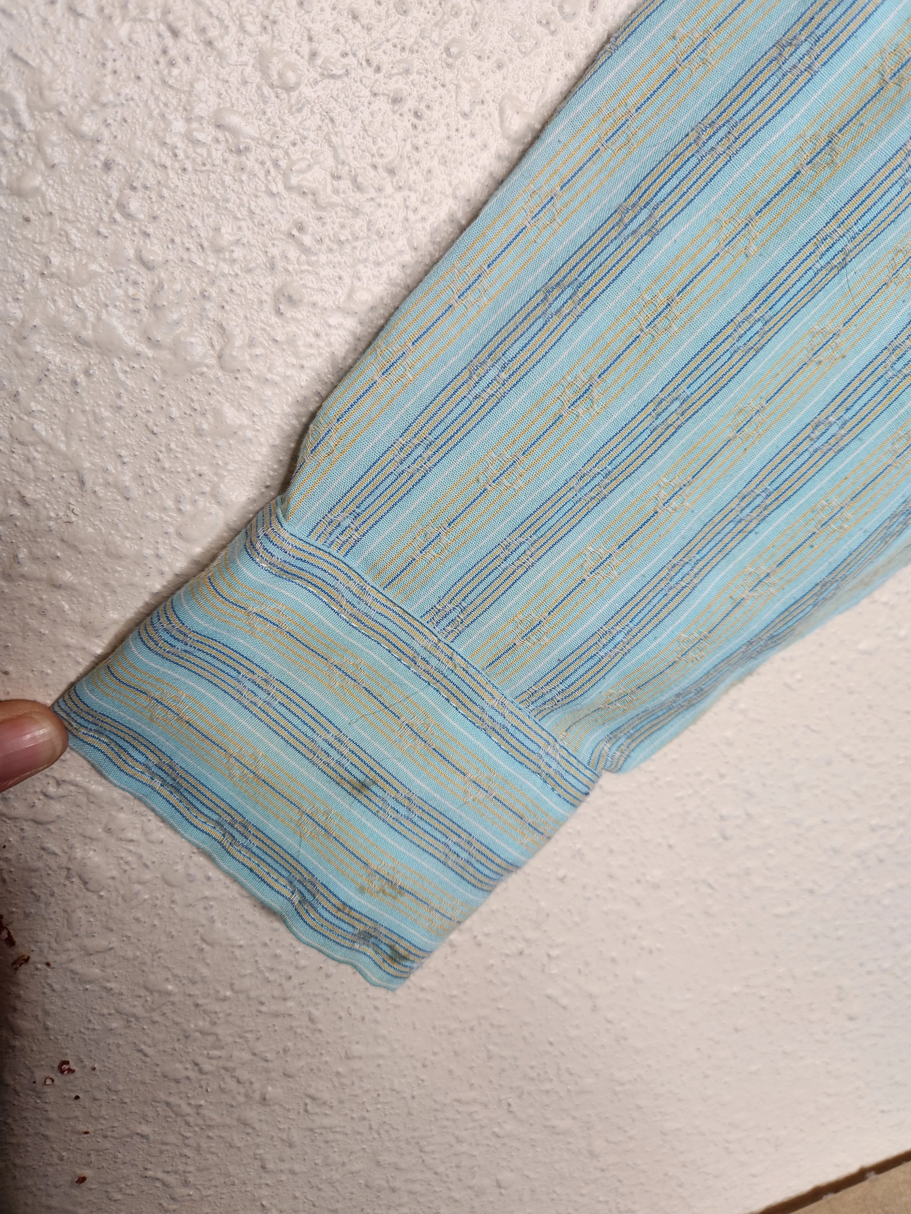 60s/70s Blue And Beige Striped Long Sleeve Button Up Shirt By Sears Kings Road Shop - Image 5