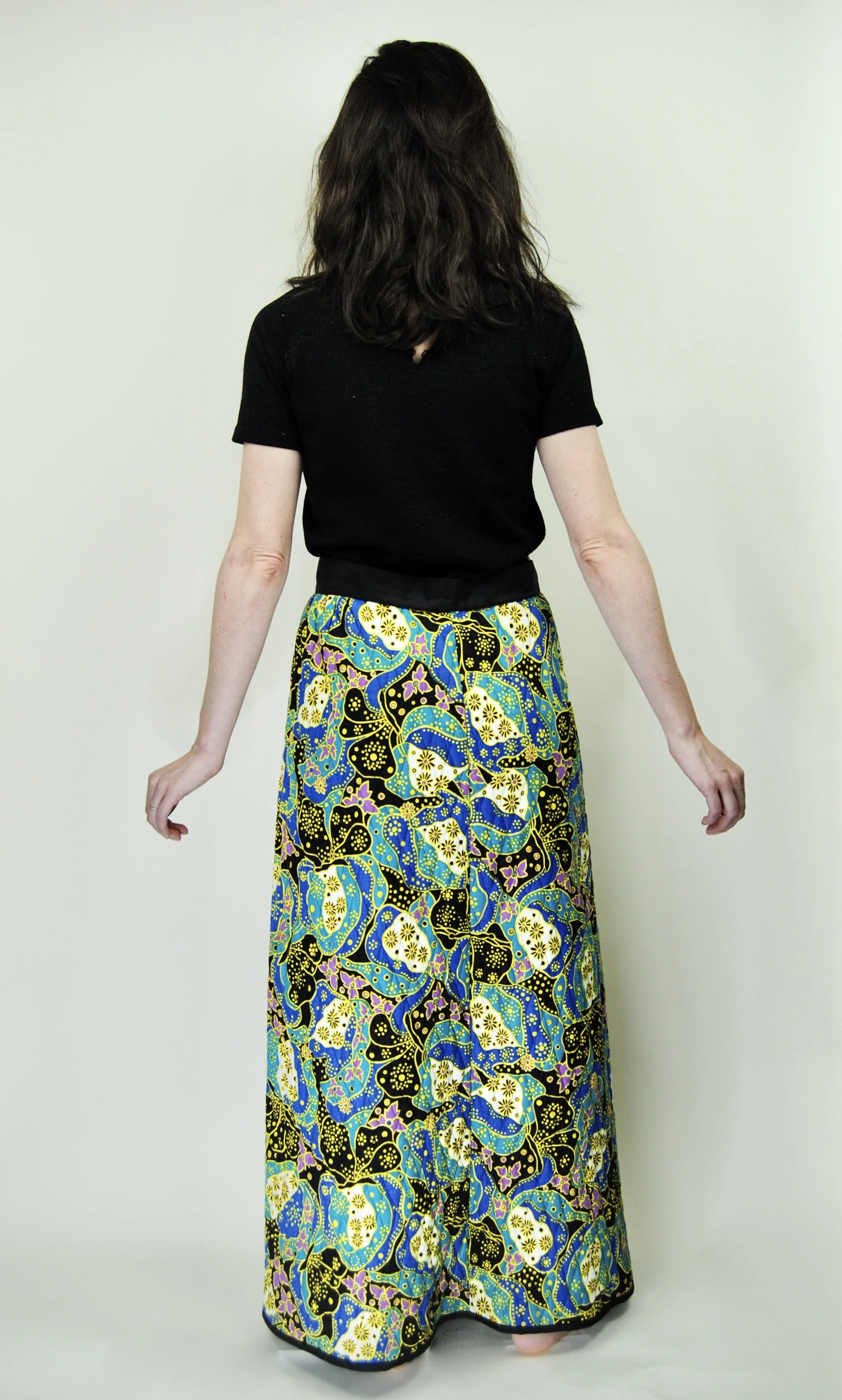 60s/70s Blue And Green Psychedelic Quilted Maxi Skirt - Image 2