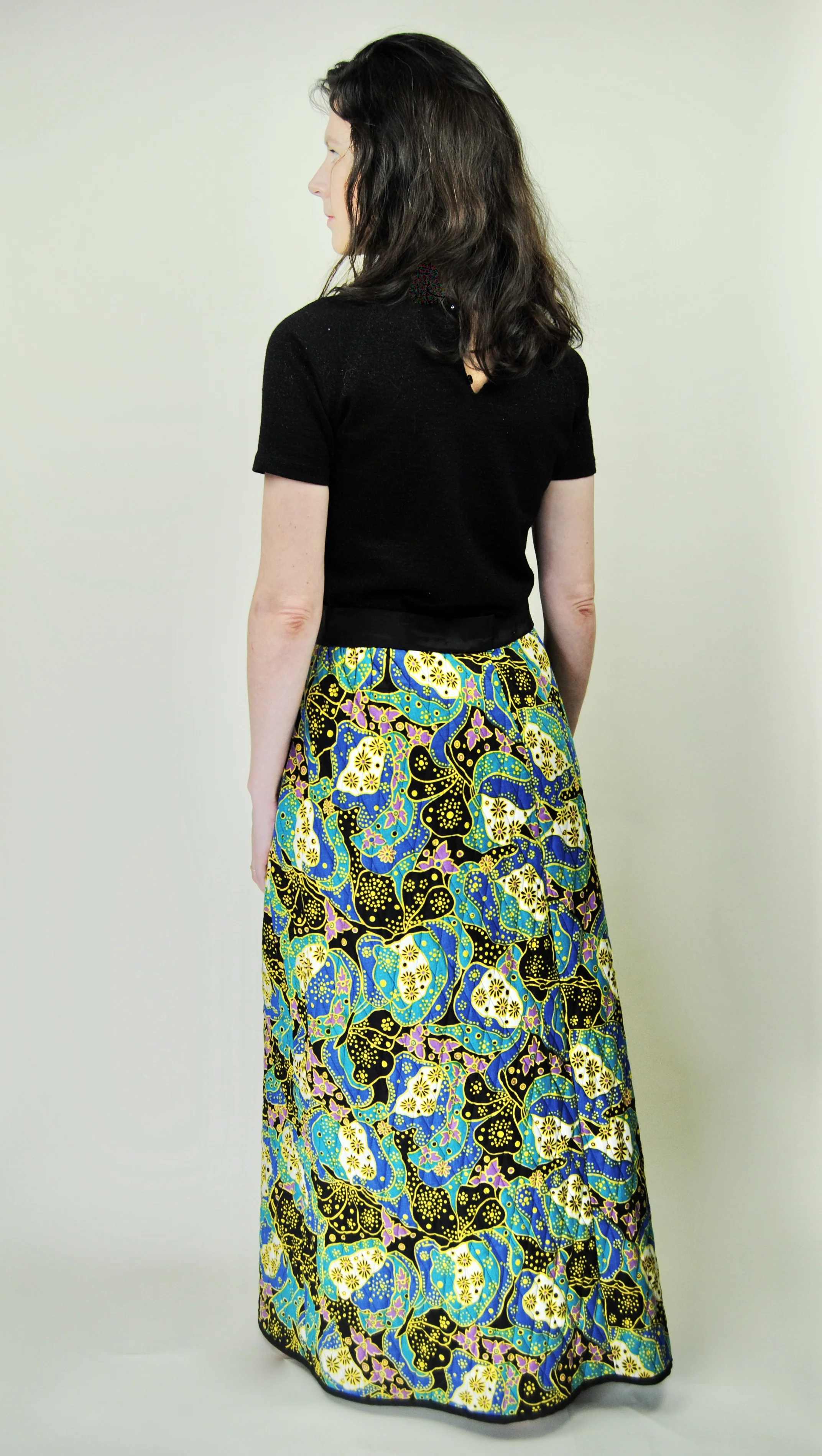 60s/70s Blue And Green Psychedelic Quilted Maxi Skirt - Image 5