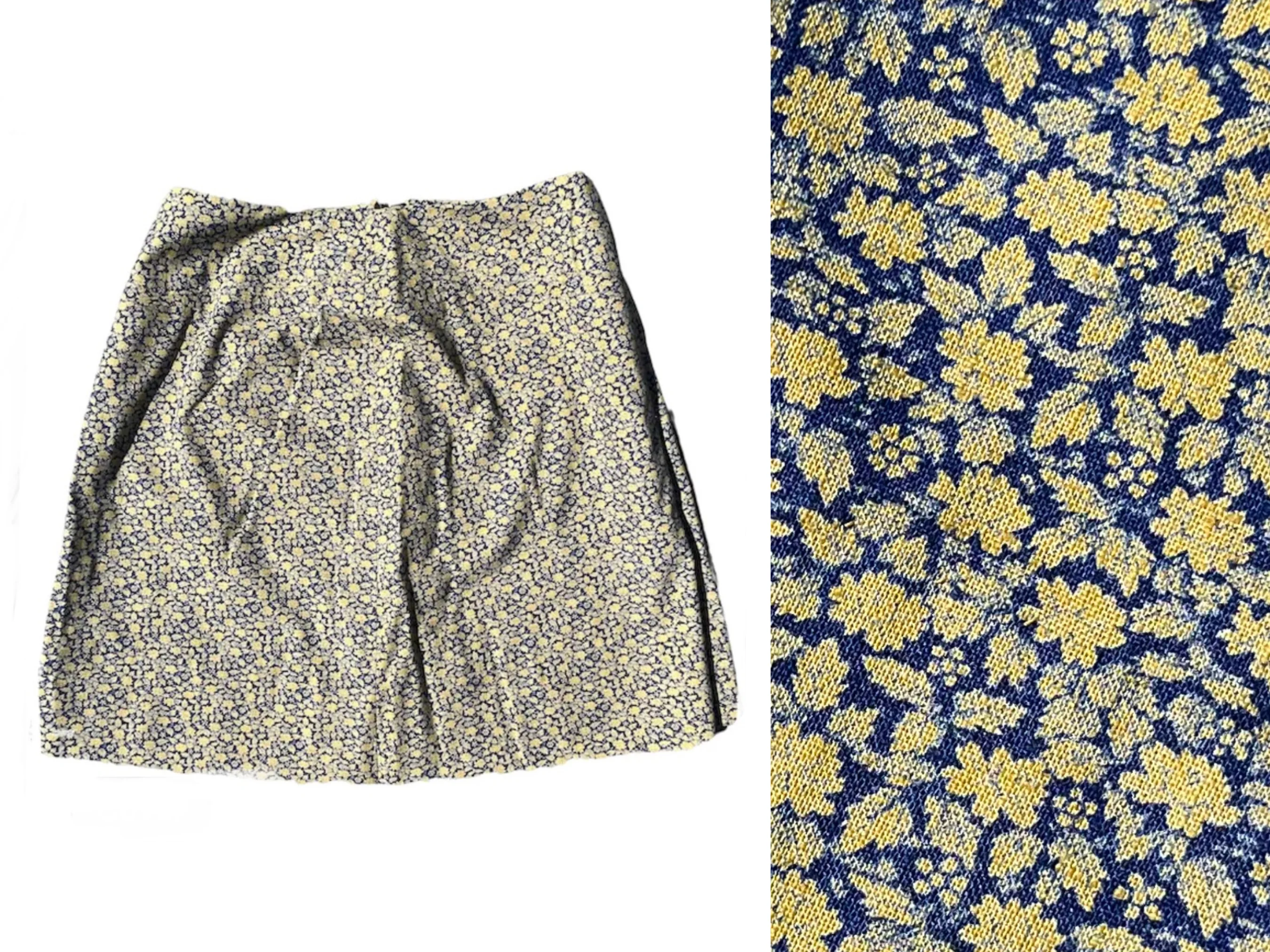 60s/70s Blue And Yellow Floral Mini Skirt - Image 4