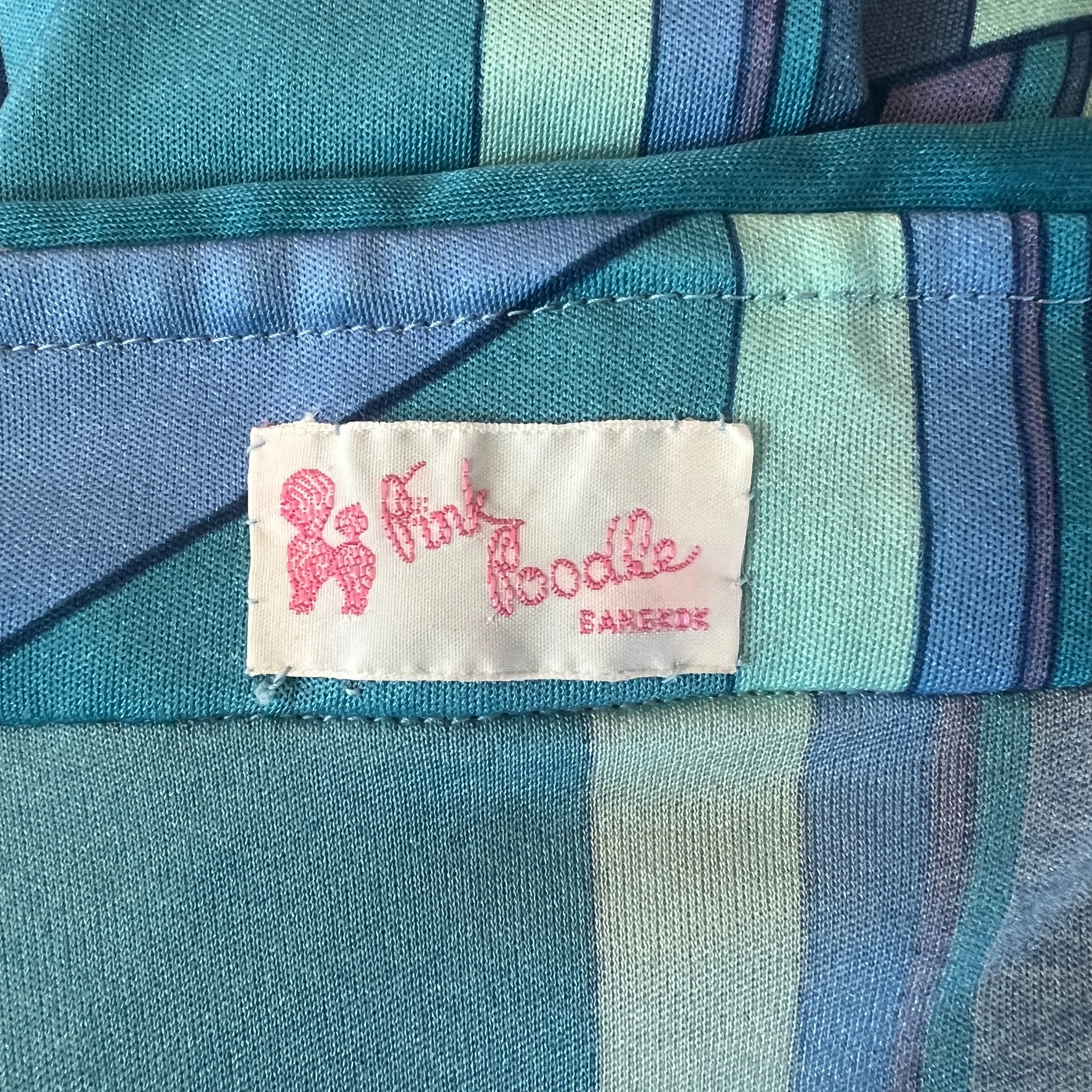 60s/70s Blue Geometric Belted Secretary Dress by Pink Poodle Bangkok - Image 3