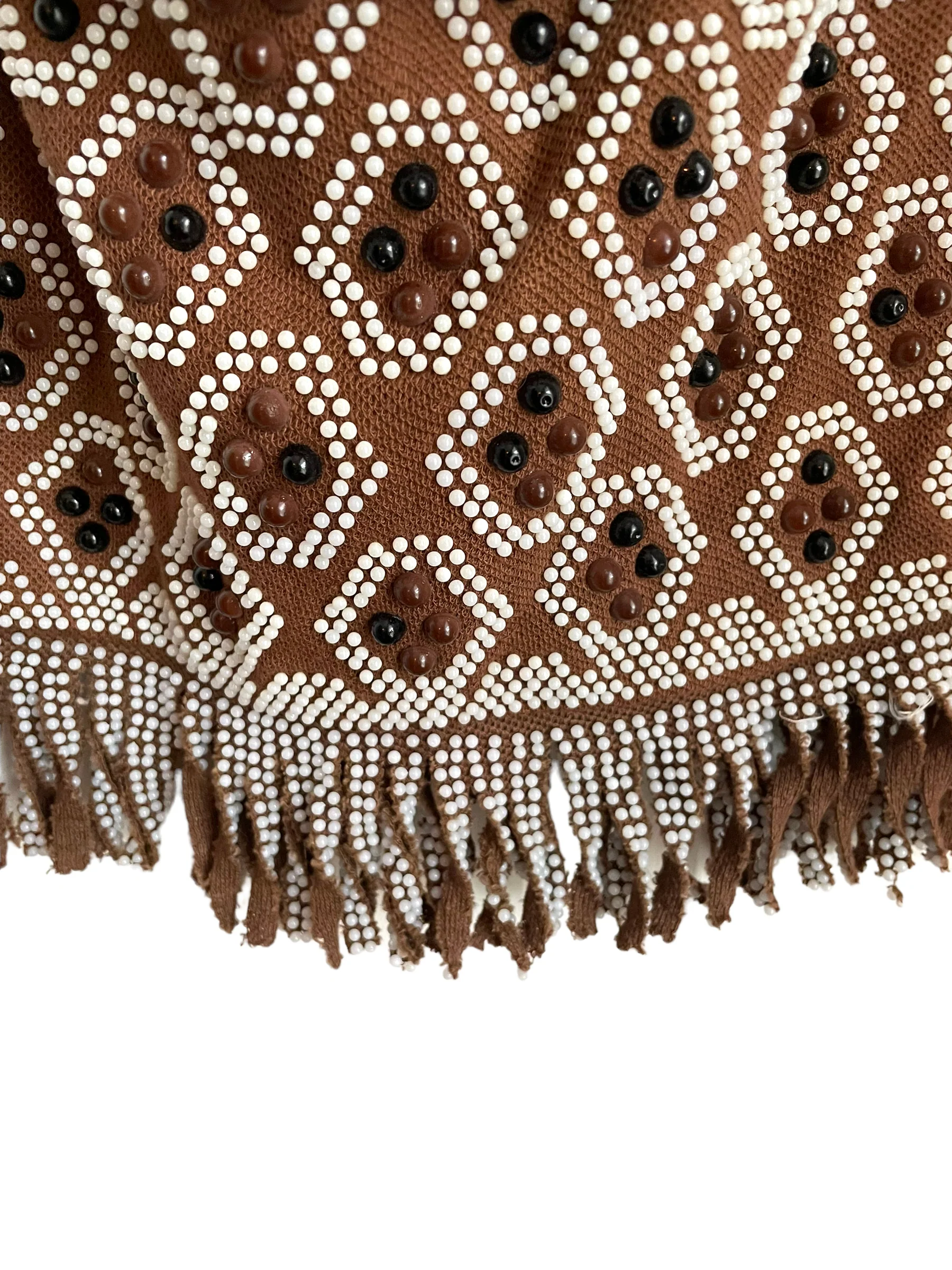 60s/70s Fringe Beaded Crossbody Shoulder Bag - Image 7