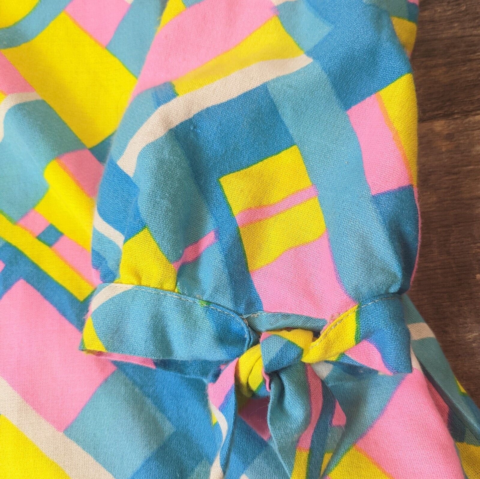 60s/70s Bright Neon Geometric Tent Dress High Neck - Image 7