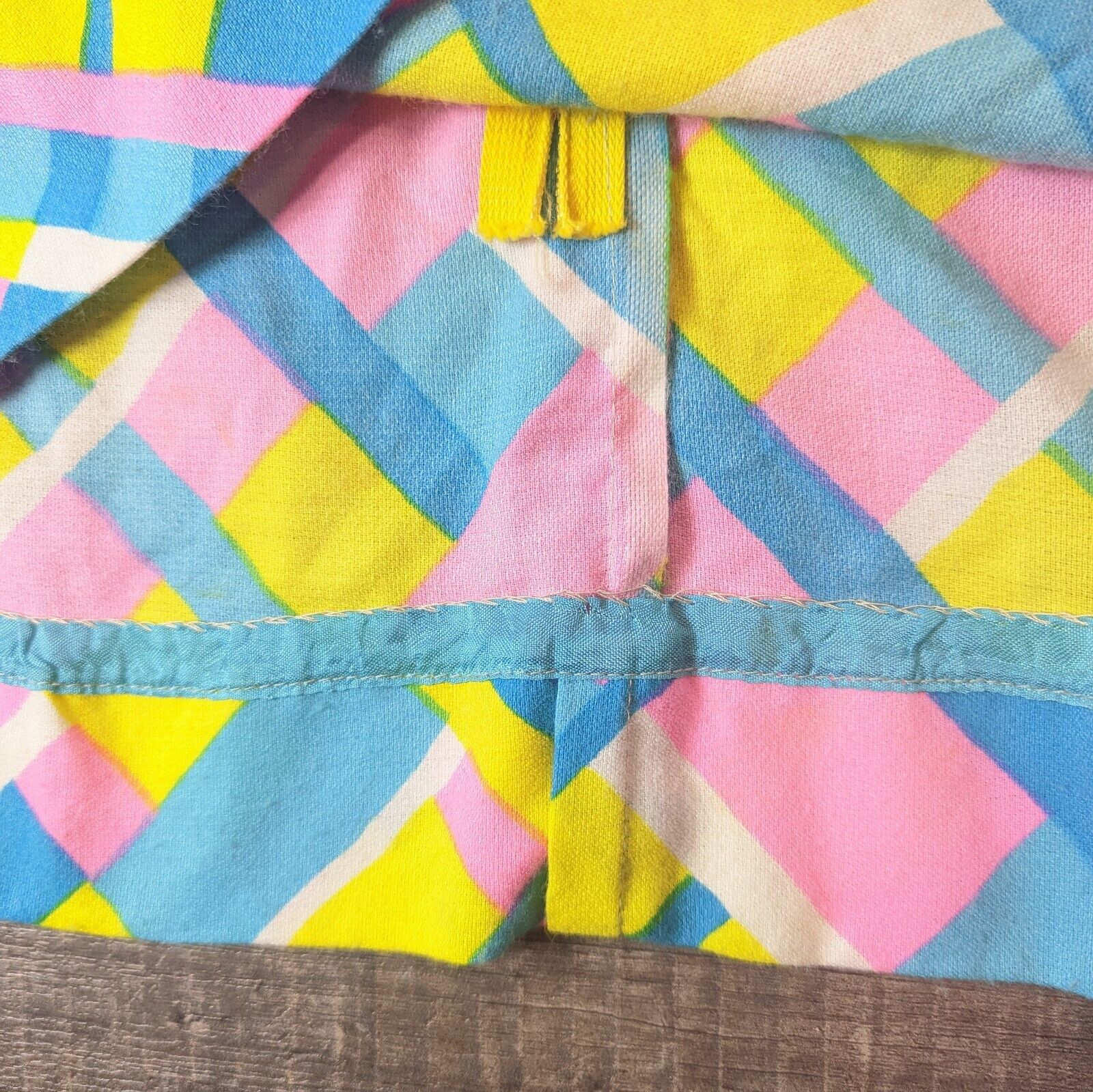 60s/70s Bright Neon Geometric Tent Dress High Neck - Image 9