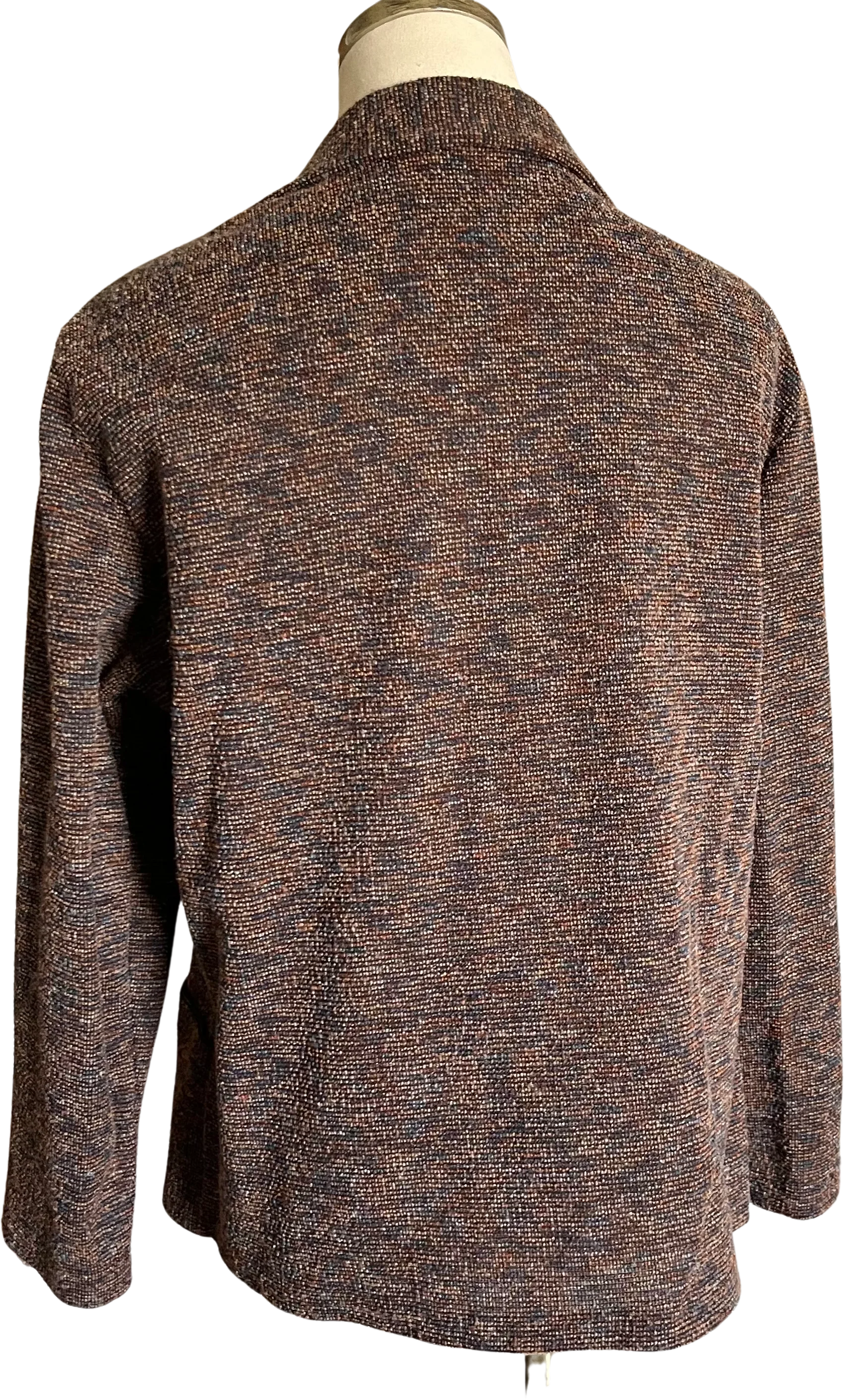 60s/70s Brown Textured Homemade Open Front Blazer - Image 2