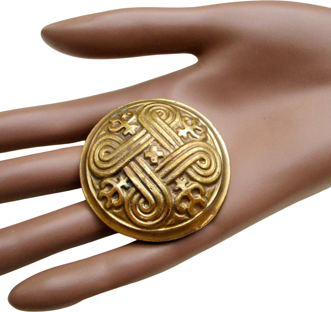 60s/70s Bronze Viking Brooch St John's Arms Medieval Pin By Kalevala Koru - Image 3