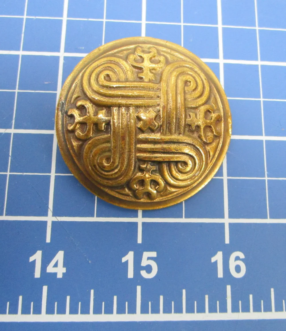 60s/70s Bronze Viking Brooch St John's Arms Medieval Pin By Kalevala Koru - Image 4