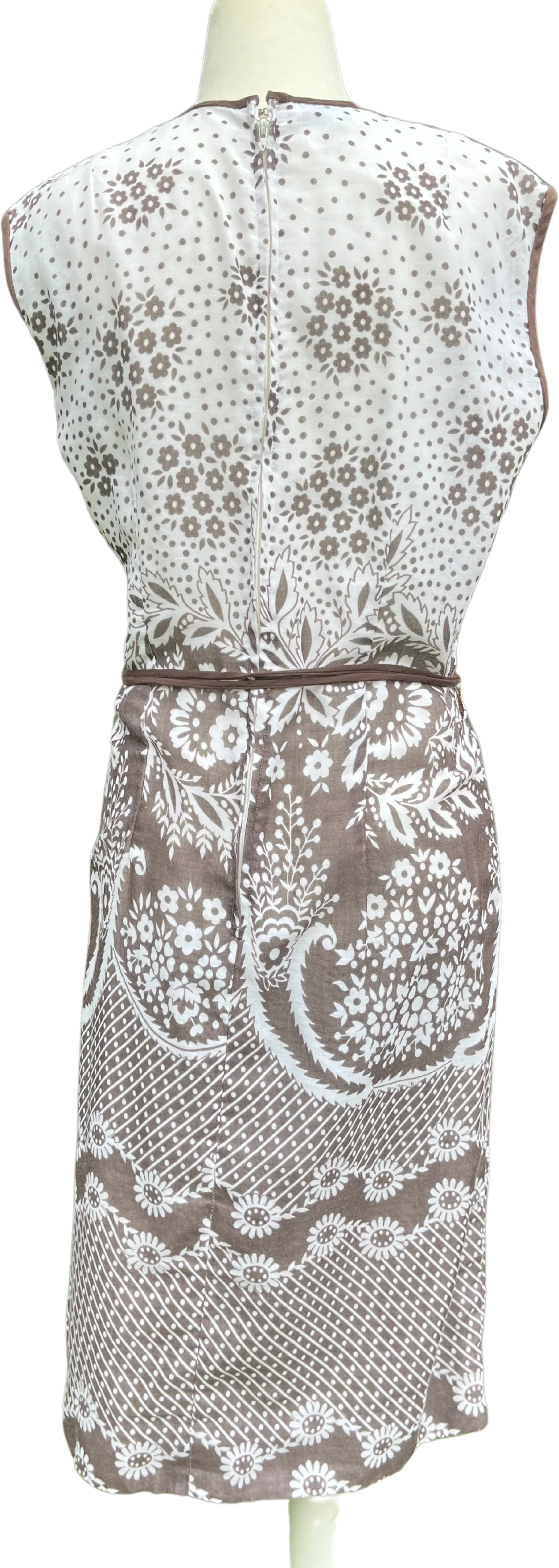 60s/70s Brown And White Floral Print Dress By Nelly Don - Image 2