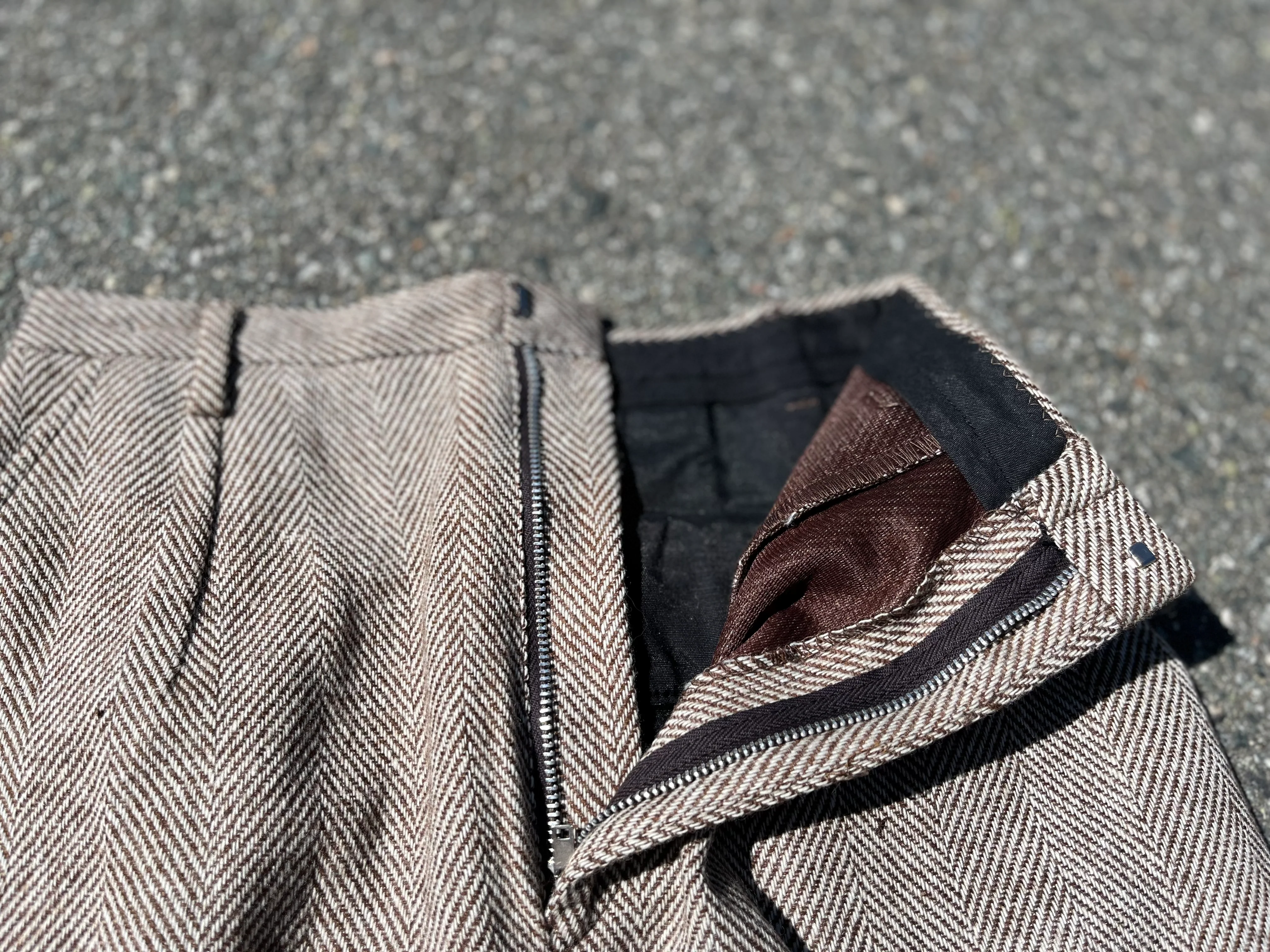 60s/70s Brown Herringbone Mini Skirt By Cos Cob - Image 6