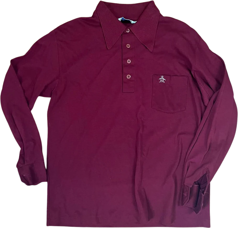 60s/70s Burgundy Polo L By Penguin Munsingwear - Image 2