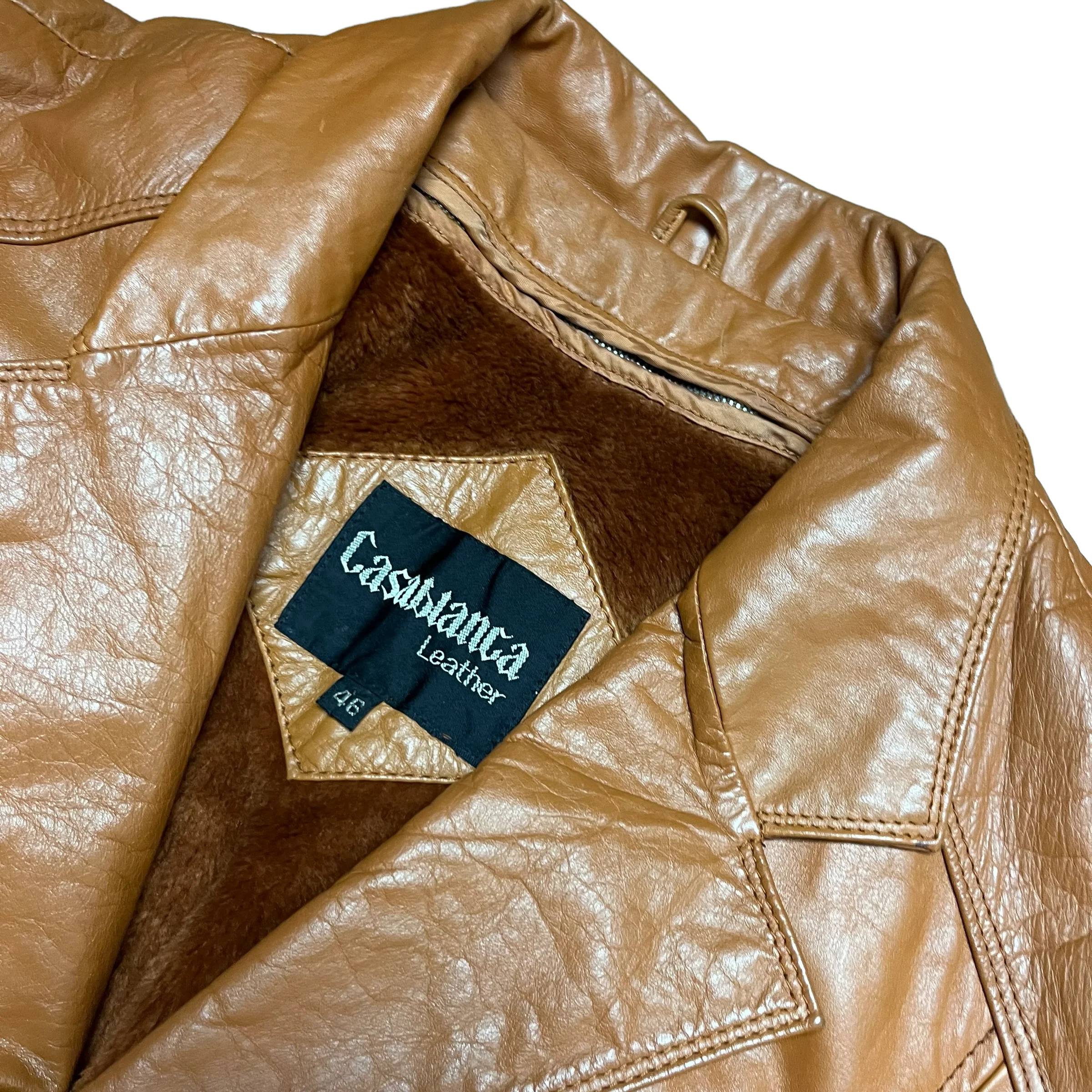 60s/70s Camel Brown Leather Blazer Style Leather Jacket By Casablanca - Image 3