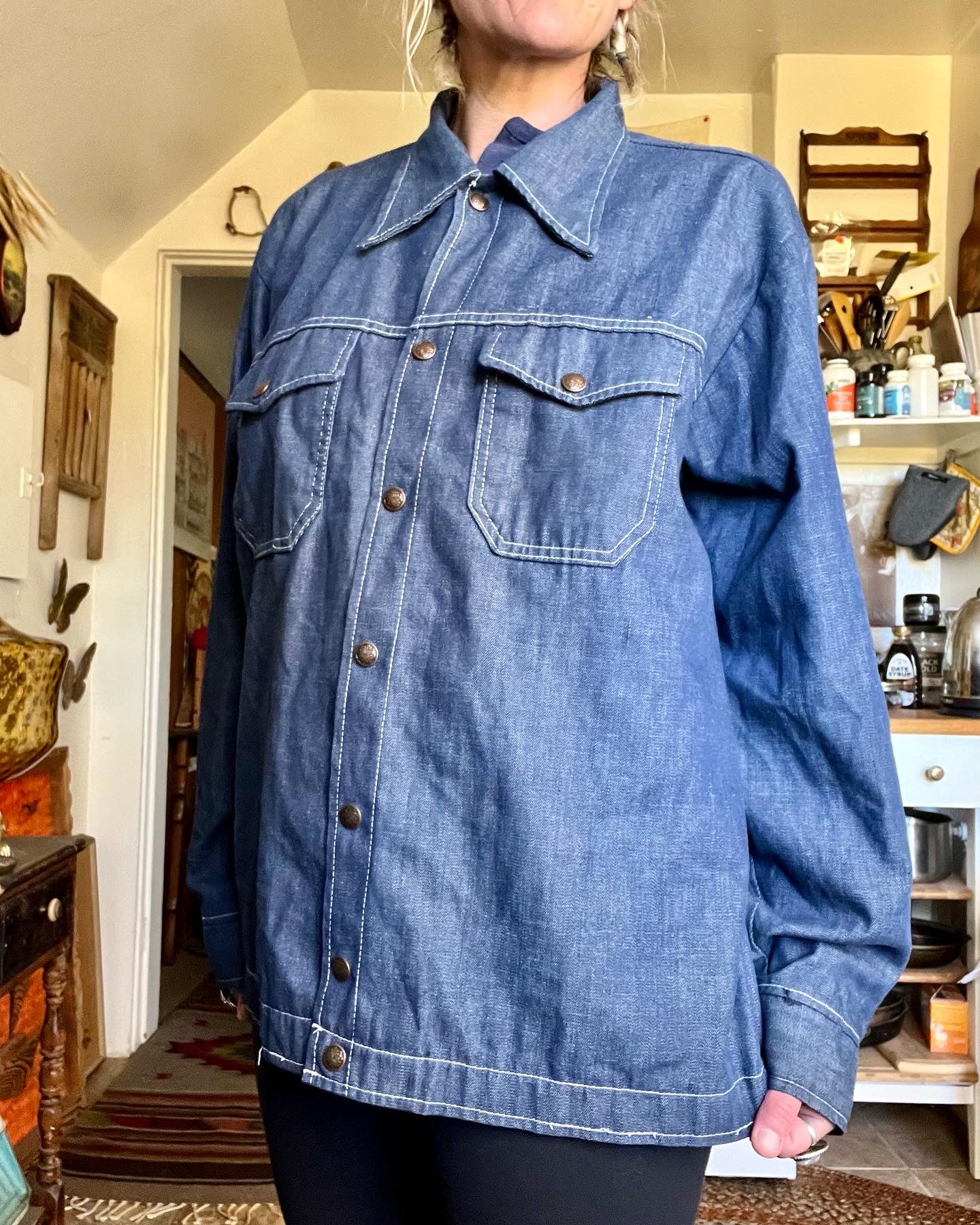 60s/70s  Denim Chore Jacket Size L/xl by Cap N Jac - Image 5