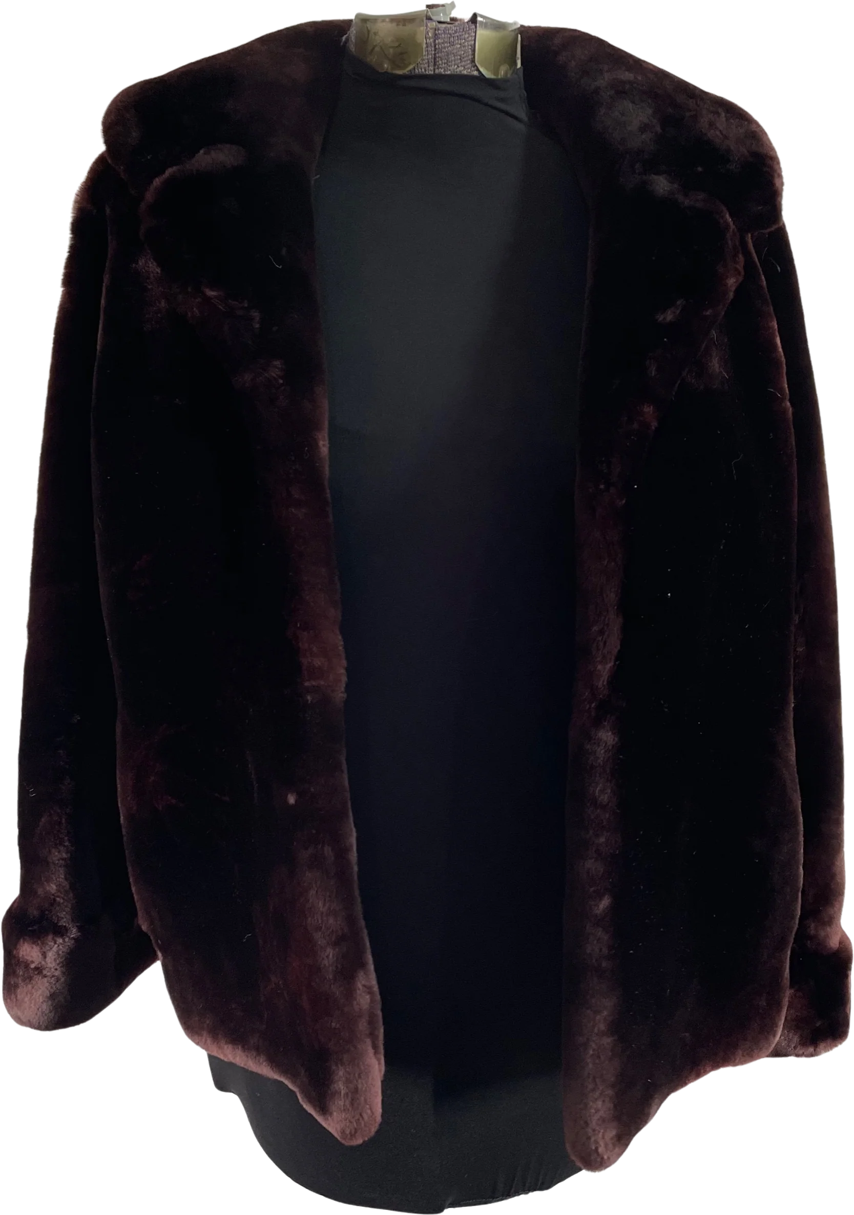 60s/70s Chocolate Brown Cropped Open Faux Fur Coat