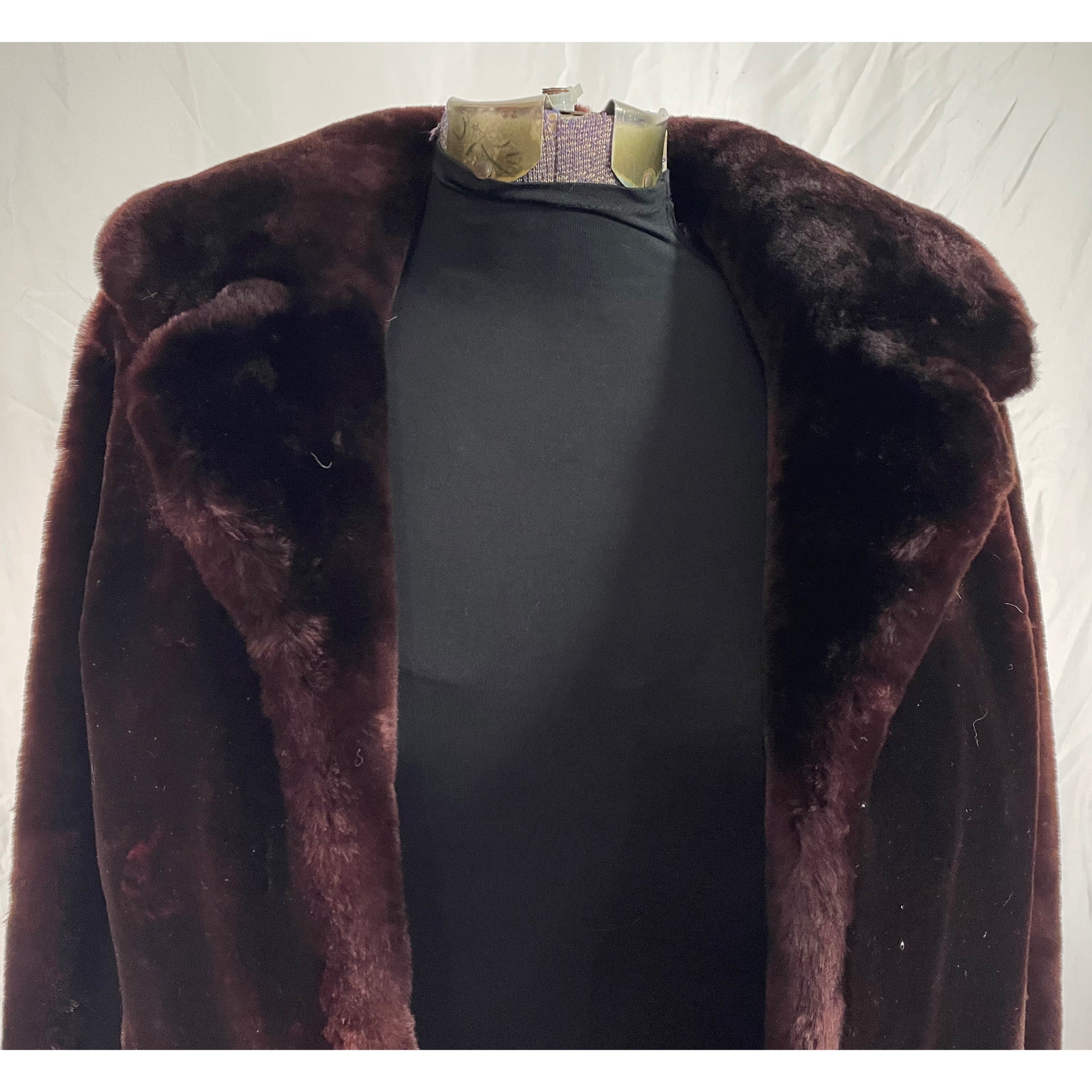 60s/70s Chocolate Brown Cropped Open Faux Fur Coat - Image 6