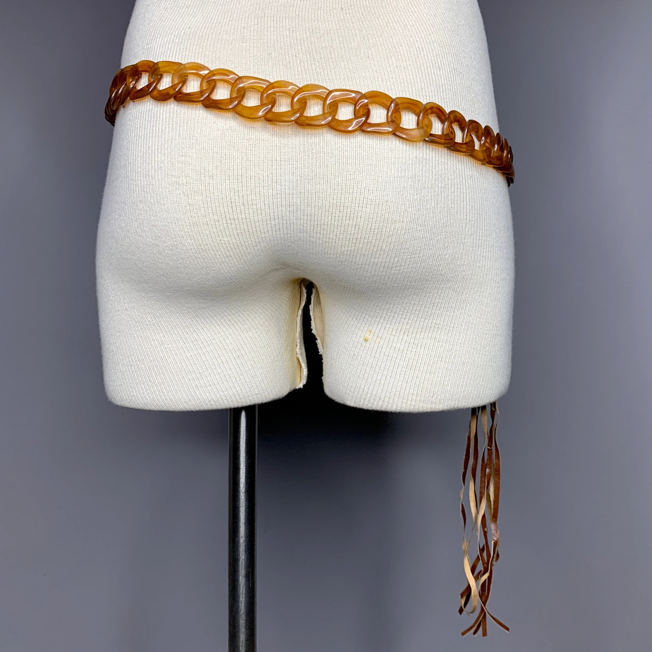 60s/70s Clear Brown Lucite Chain Tassel Tie Hip Belt - Image 6