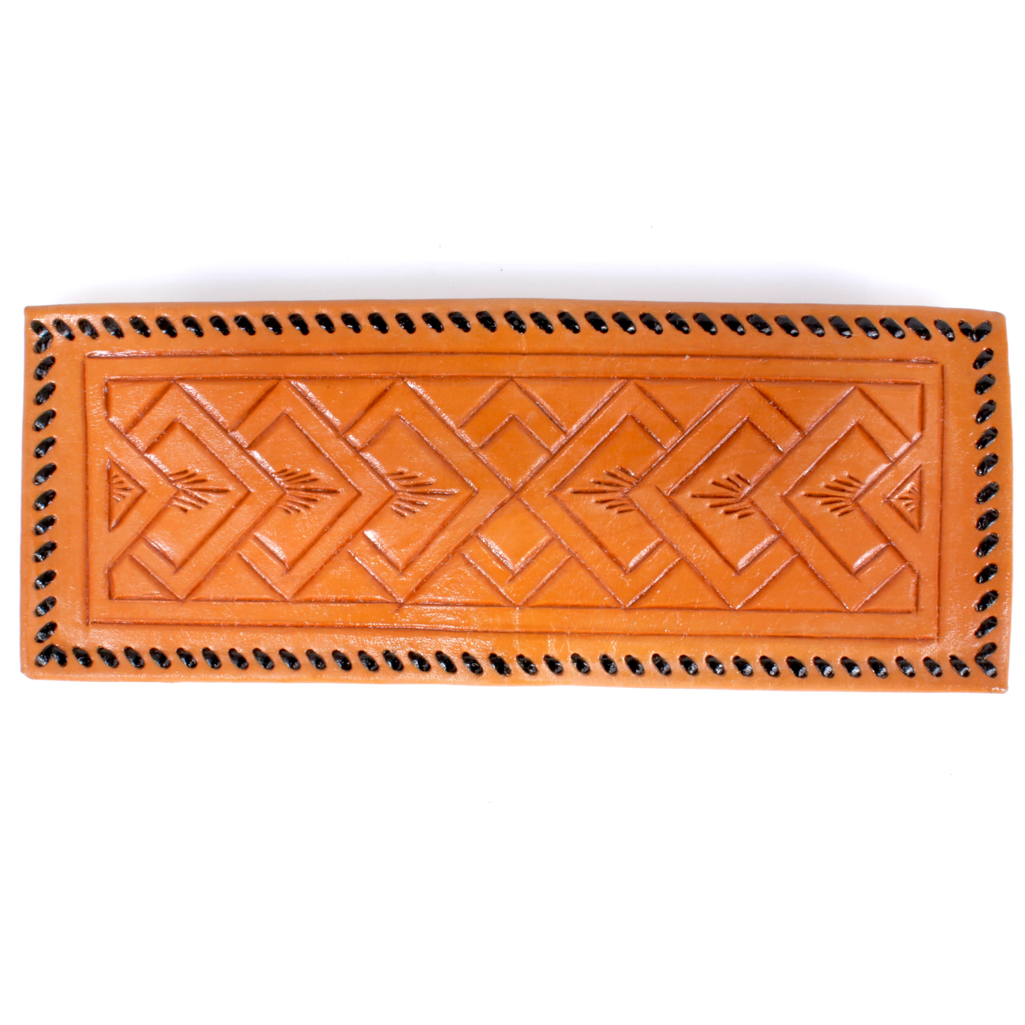 60s/70s Cognac Brown Tooled Leather Wallet Billfold By Di Lido - Image 4