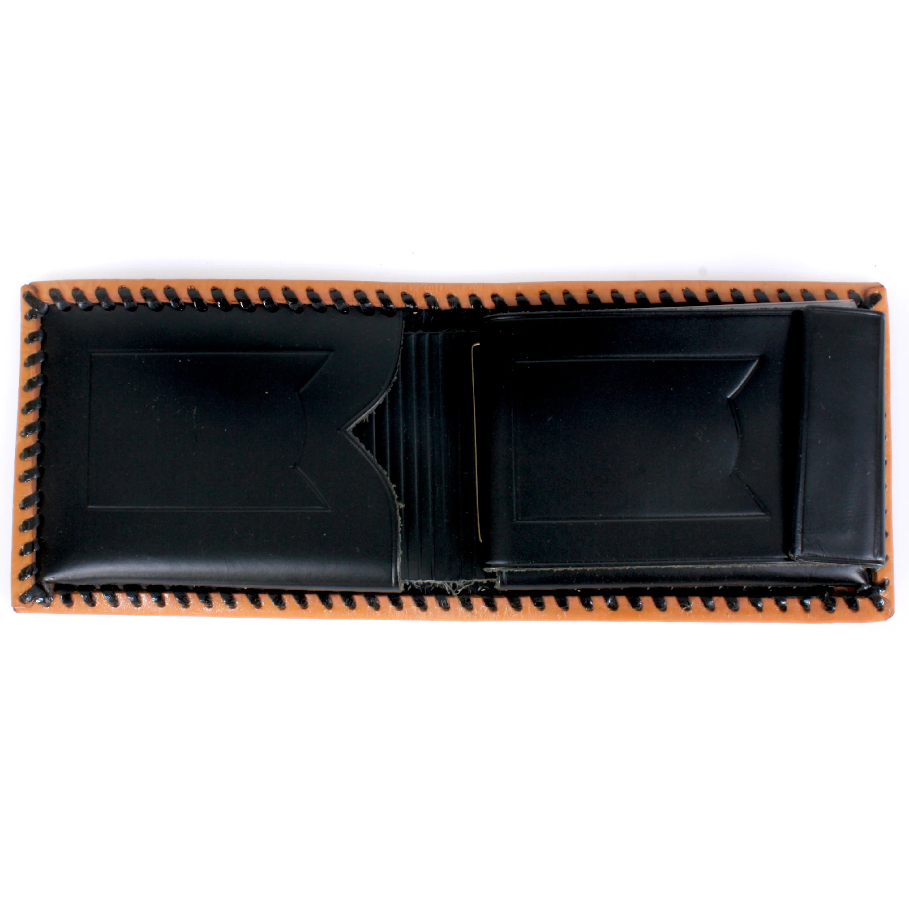 60s/70s Cognac Brown Tooled Leather Wallet Billfold By Di Lido - Image 5