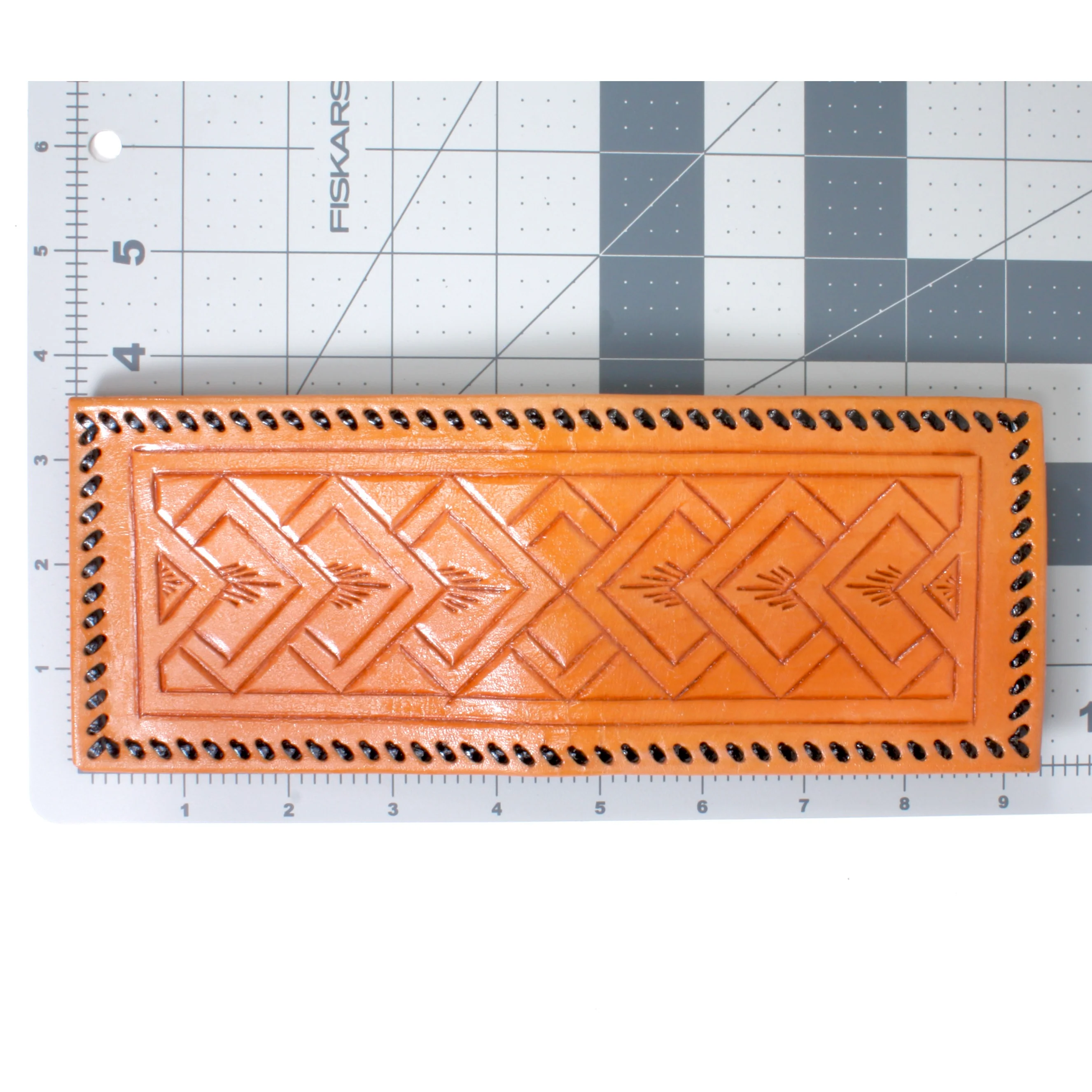 60s/70s Cognac Brown Tooled Leather Wallet Billfold By Di Lido - Image 7