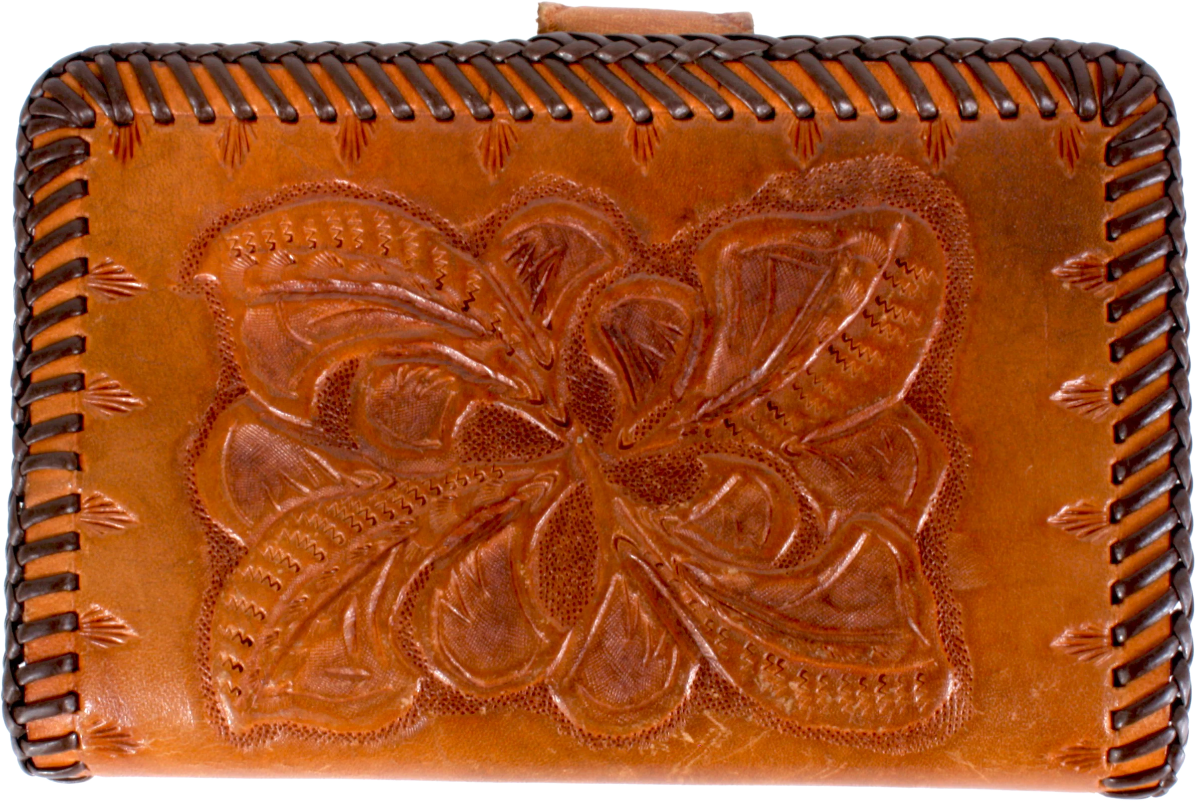 60s/70s Cognac Tooled Leather Western Wallet Billfold - Image 2