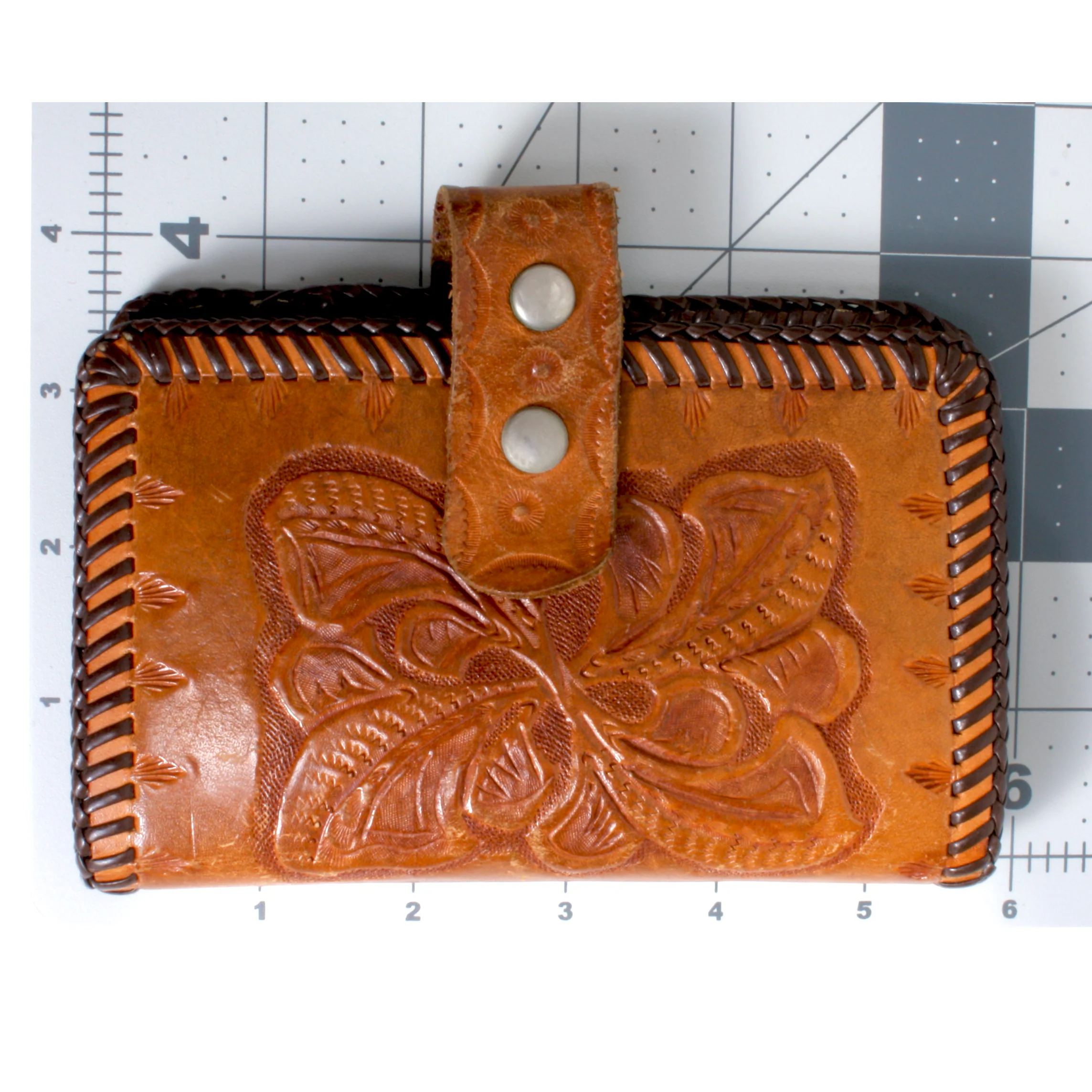 60s/70s Cognac Tooled Leather Western Wallet Billfold - Image 5
