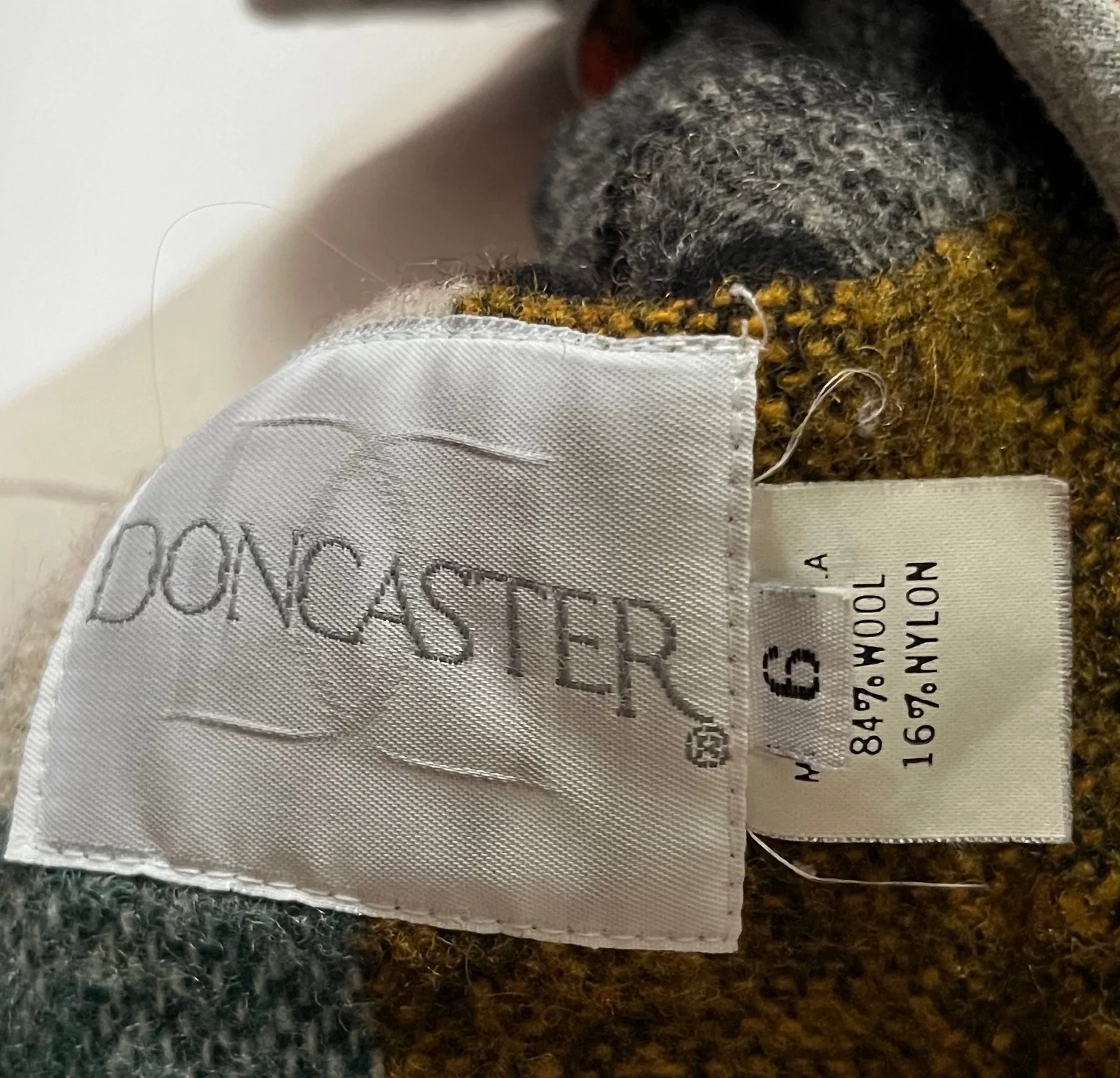 60s/70s Colorblock Plaid Wool Button Cardigan By Doncaster - Image 5