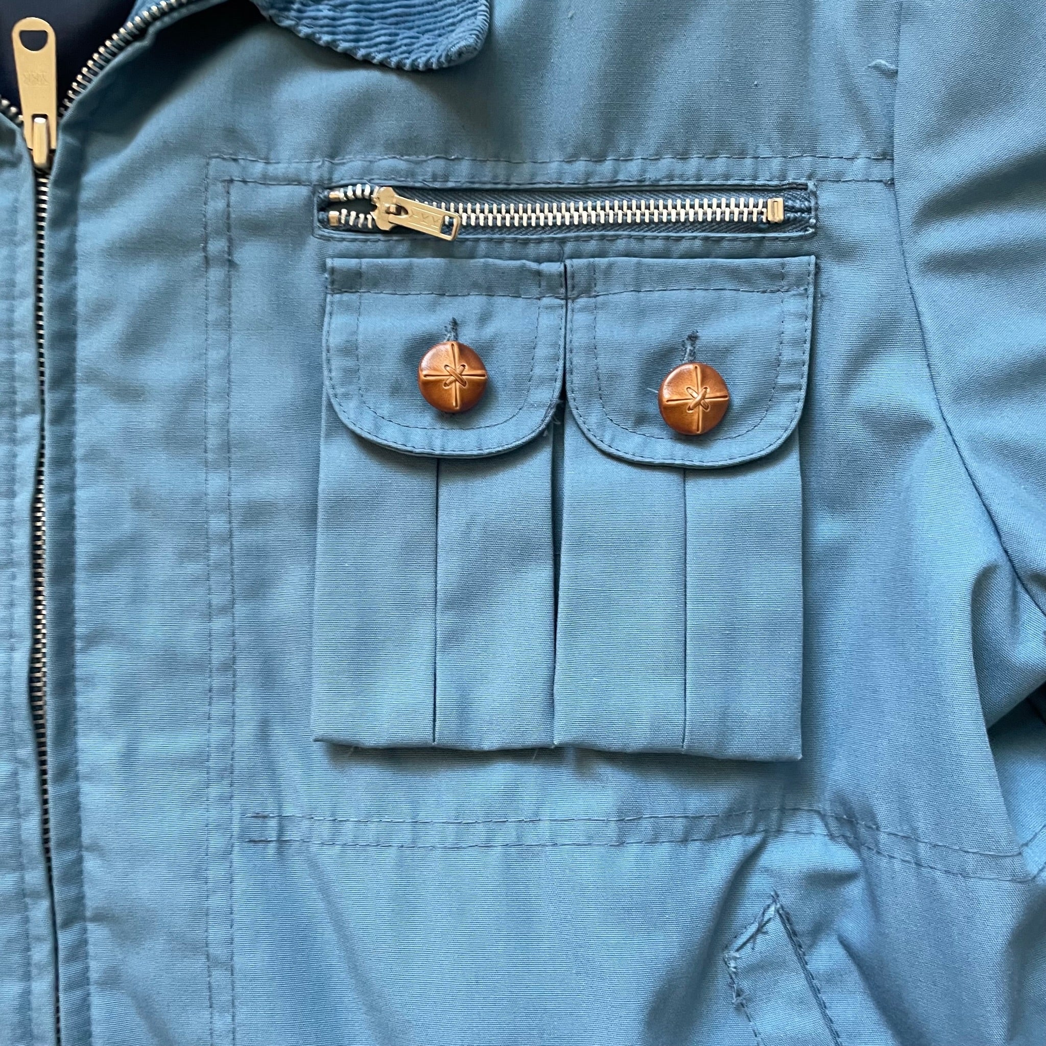 60s/70s Cool Lightweight Jacket Corduroy Faux Wood Buttons By Sigallo - Image 5